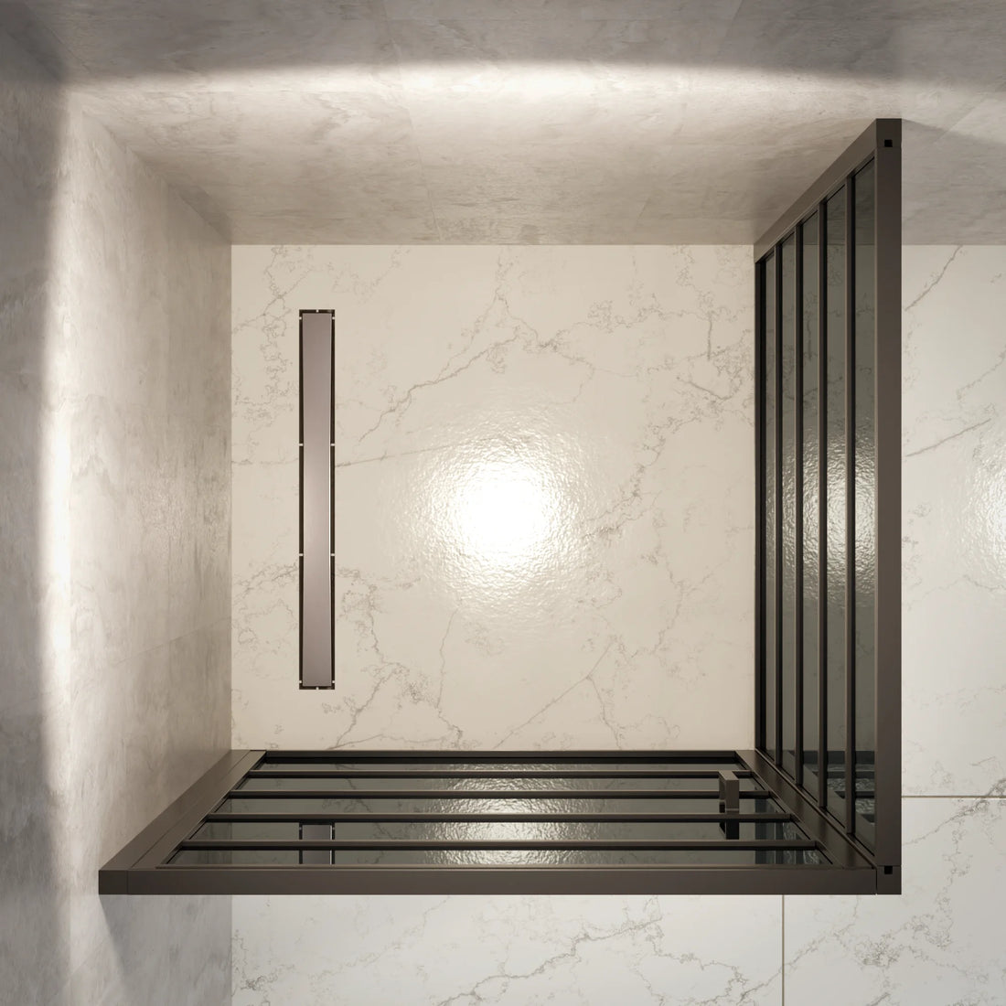 Douchecabine Oris - 90 x 90 x 200cm - Zwart - Met Strepen- Rookglas Nano Coating