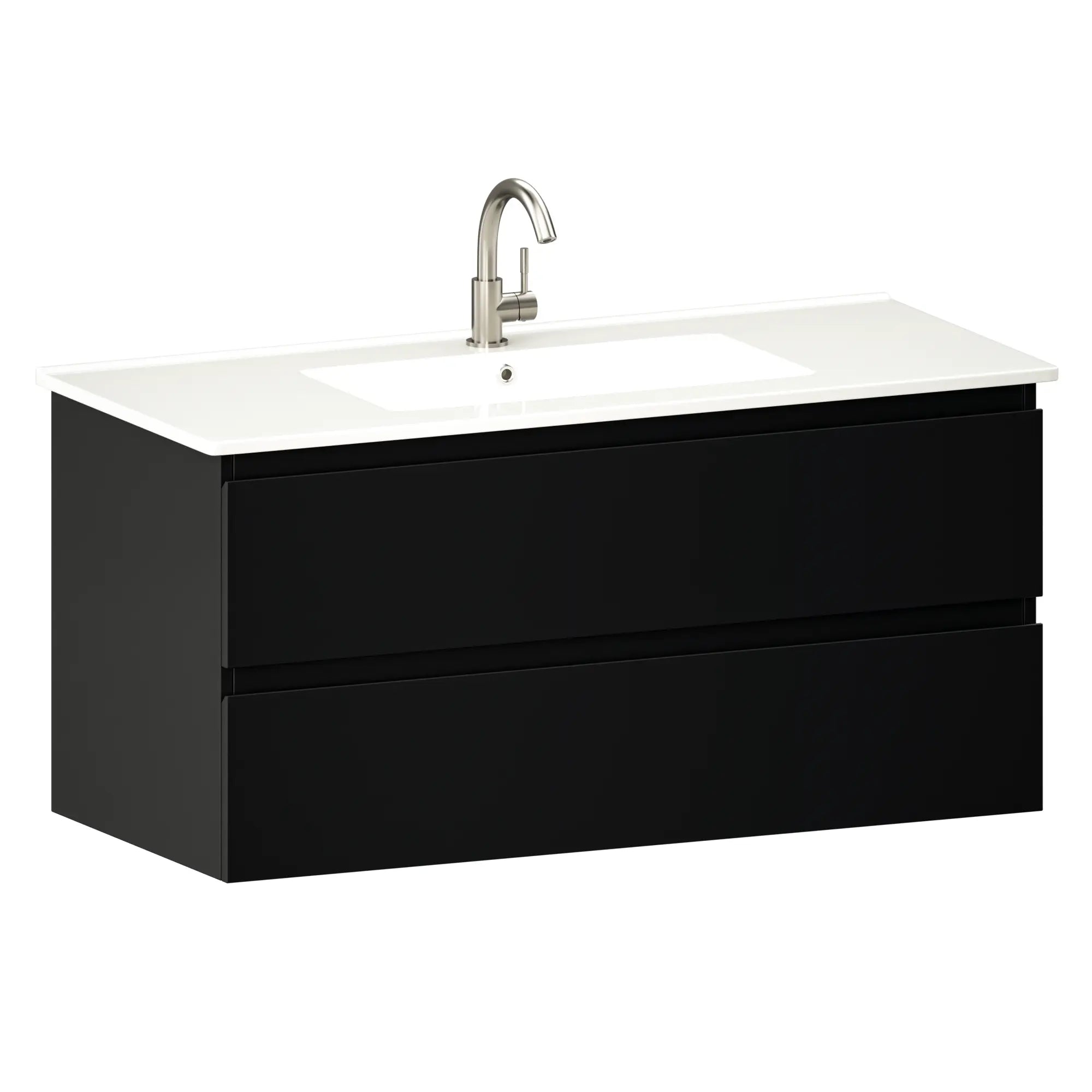 Badkamermeubel Varo - 100 cm - Zwart - Witte wastafel
