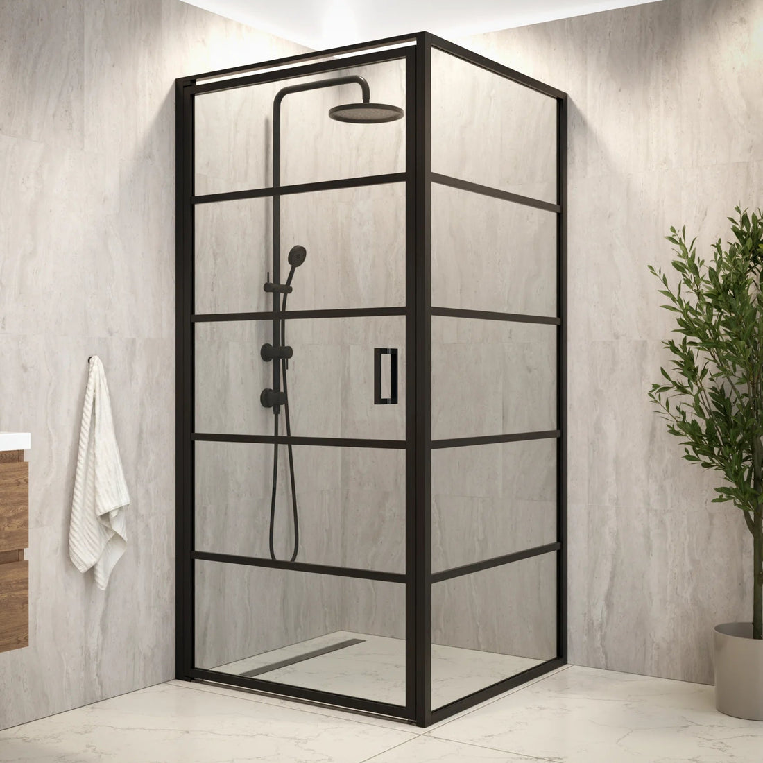 Douchecabine Oris - 90 x 90 x 200cm - Zwart - Met Strepen - Nano Coating