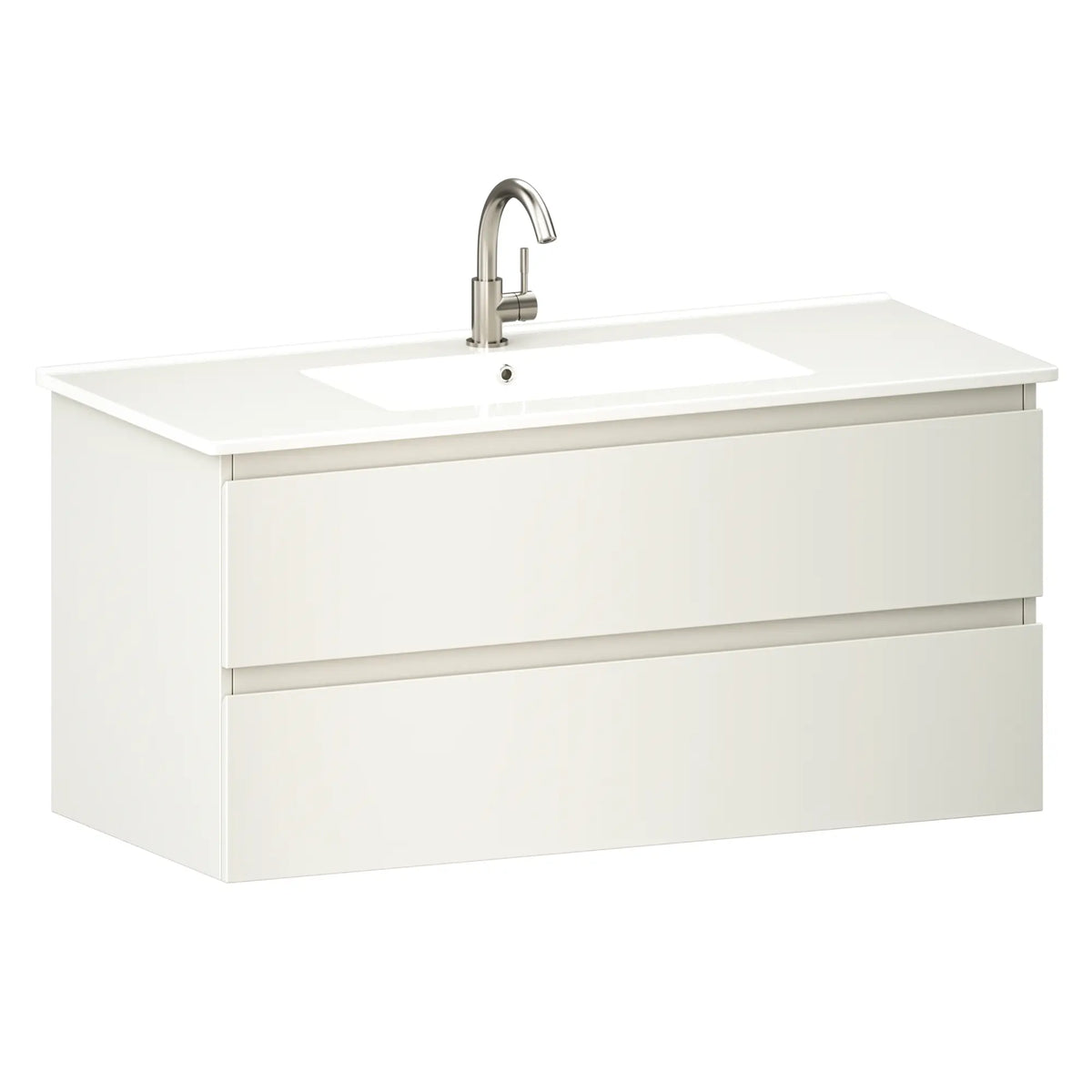 Badkamermeubel Varo - 100 cm - Glanzend wit - Witte wastafel