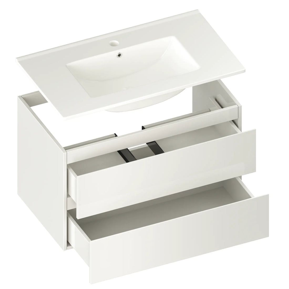 Badkamermeubel Luma - 80 cm - Glanzend wit - Witte wastafel