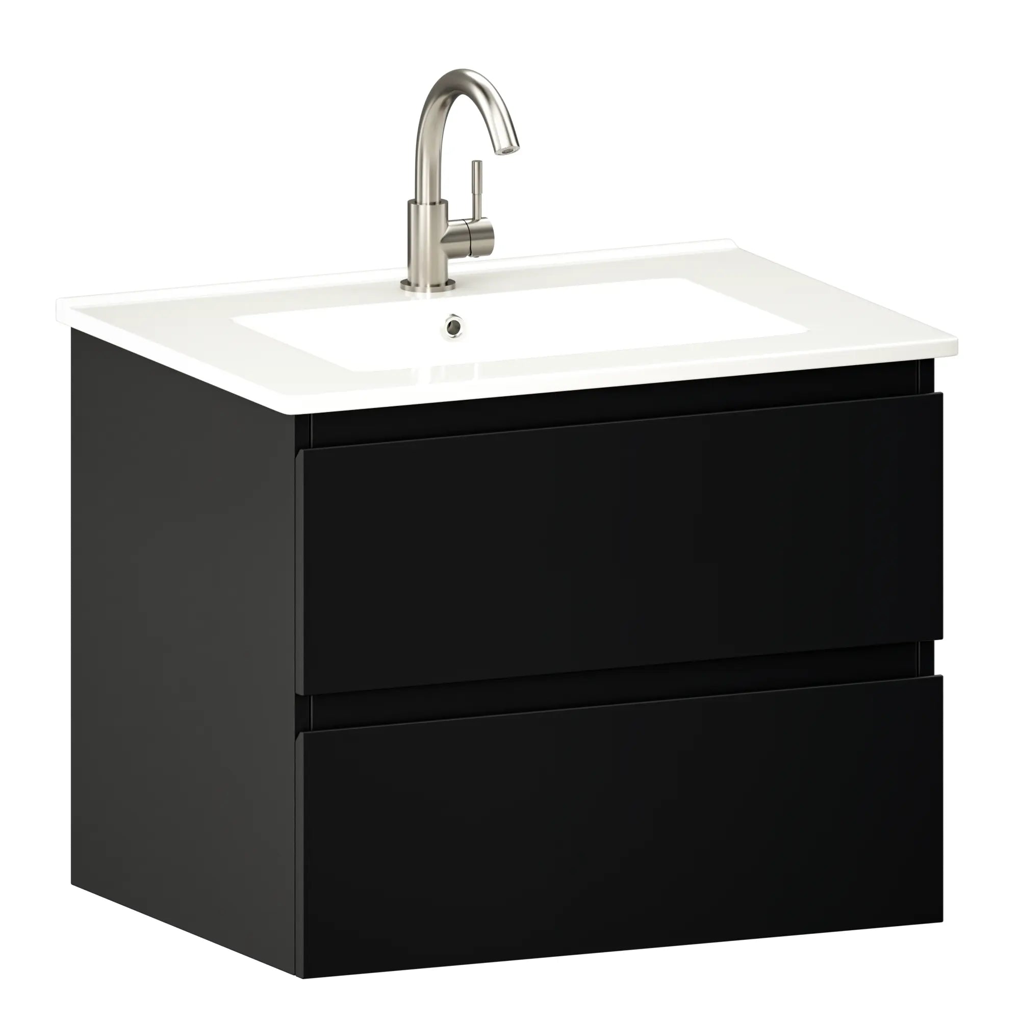 Badkamermeubel Norvi - 60 cm - Zwart - Witte wastafel