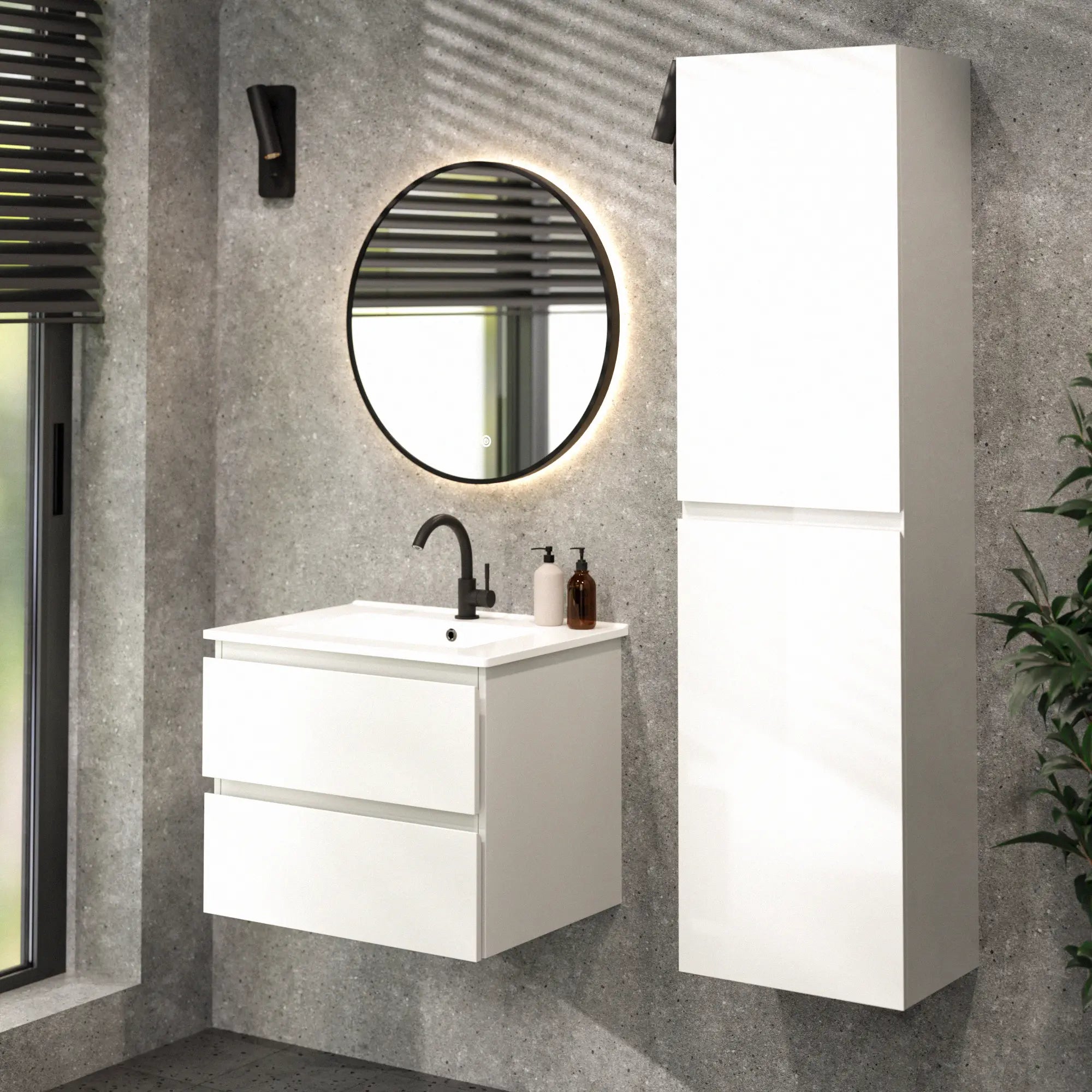 Badkamermeubel Norvi - 60 cm - Wit - Witte wastafel