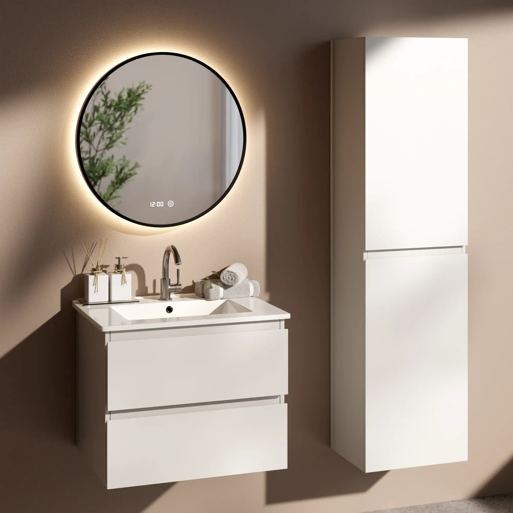 Badkamermeubel Norvi - 60 cm - Wit - Witte wastafel