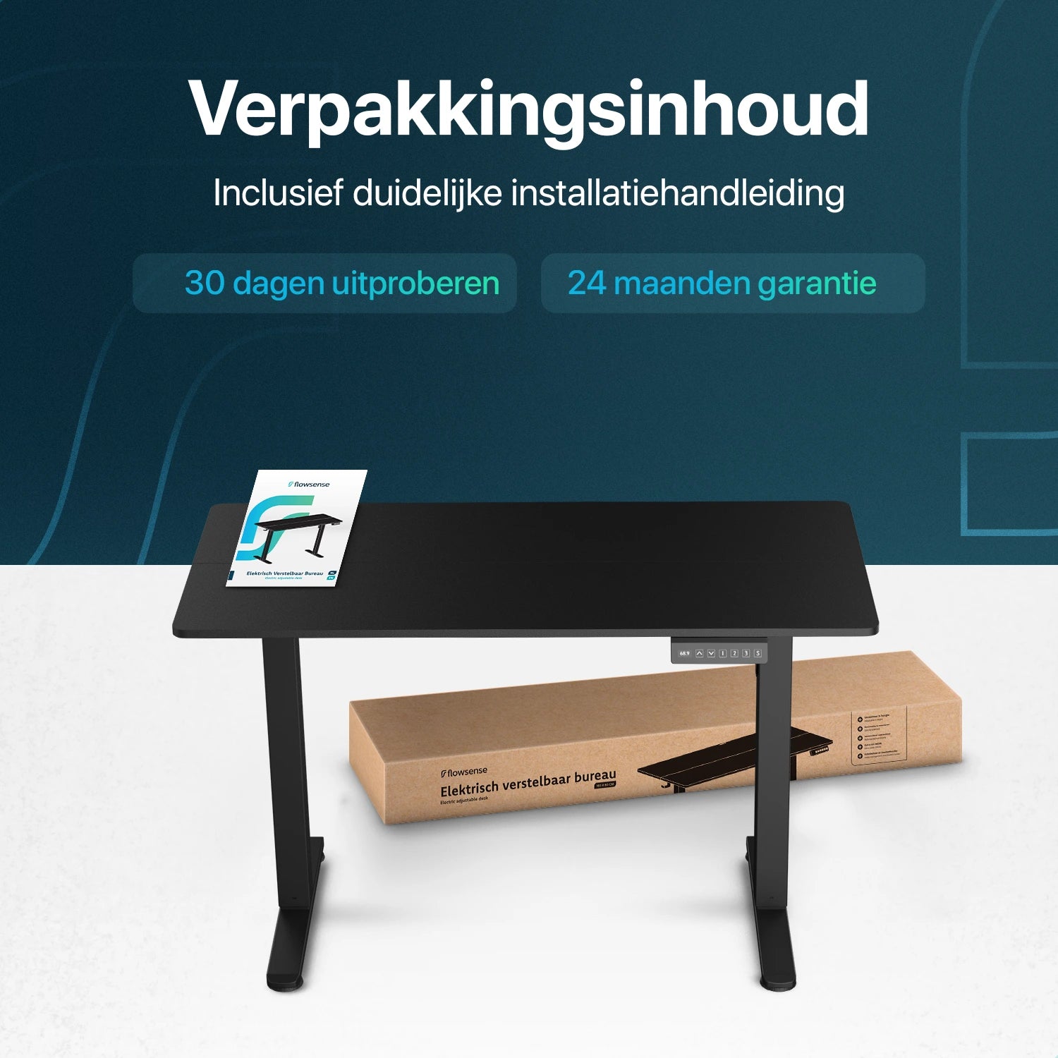 Flowsense Zit Sta Bureau - Verstelbaar Elektrisch Bureau - 140 x 60 cm