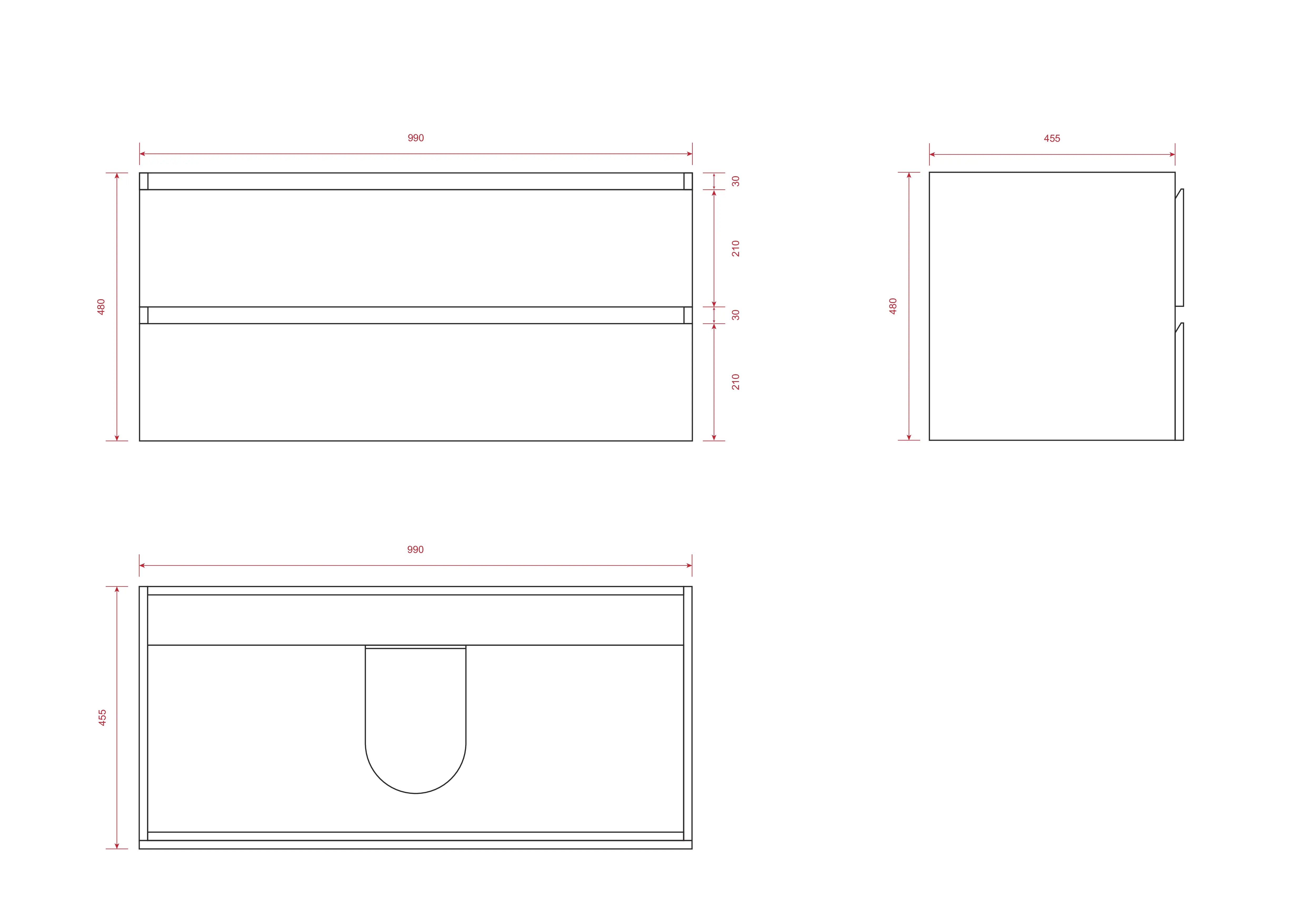 Badkamermeubel Sena - 100cm - Wit - Wastafel Zwart