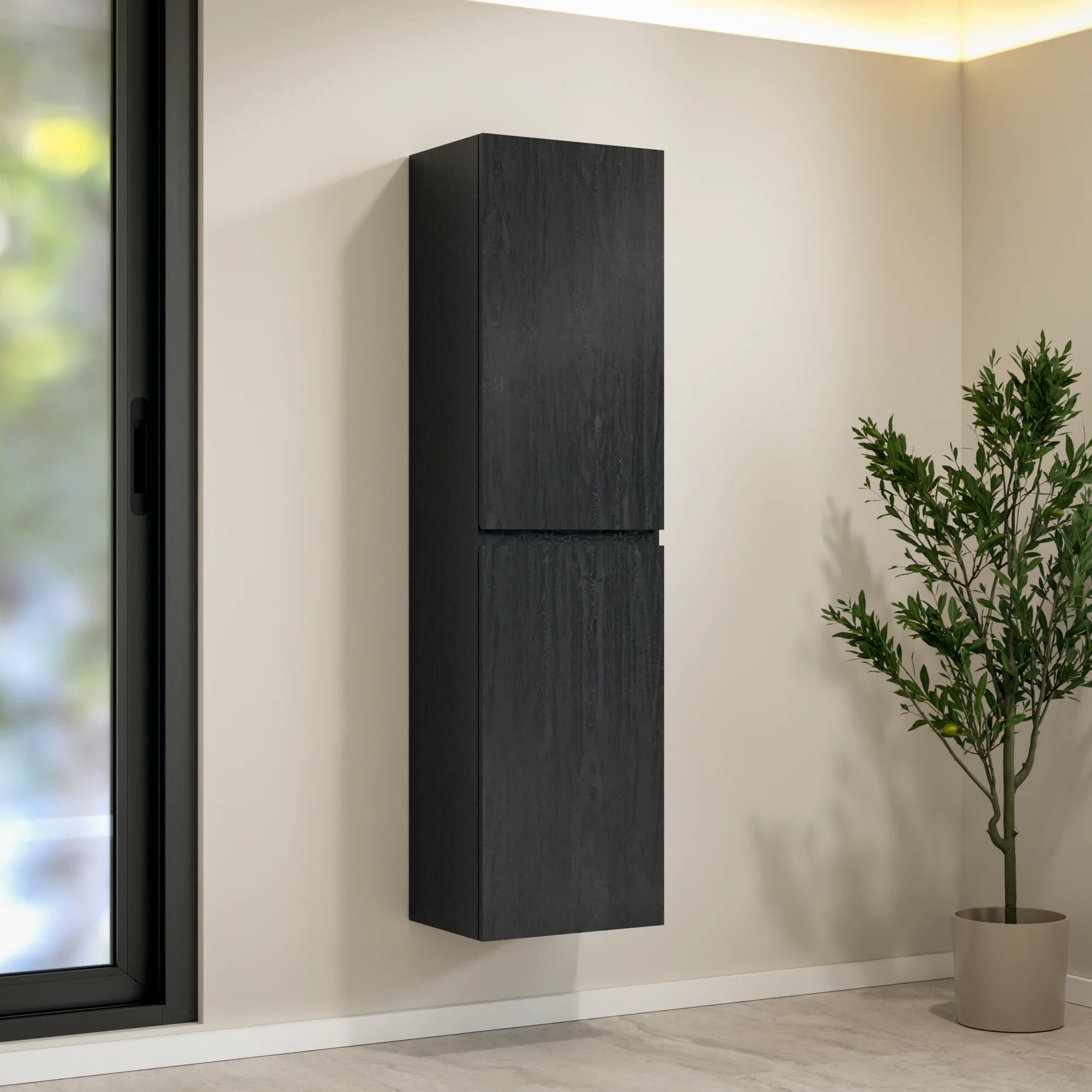 Badkamermeubelset Avello - 80cm - Zwart Eiken - Wastafel Wit
