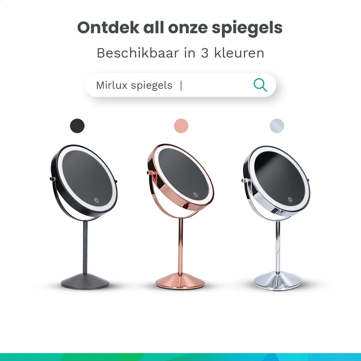 Make-Up Spiegel - Oplaadbaar - Chroom - 1-10x Vergroting