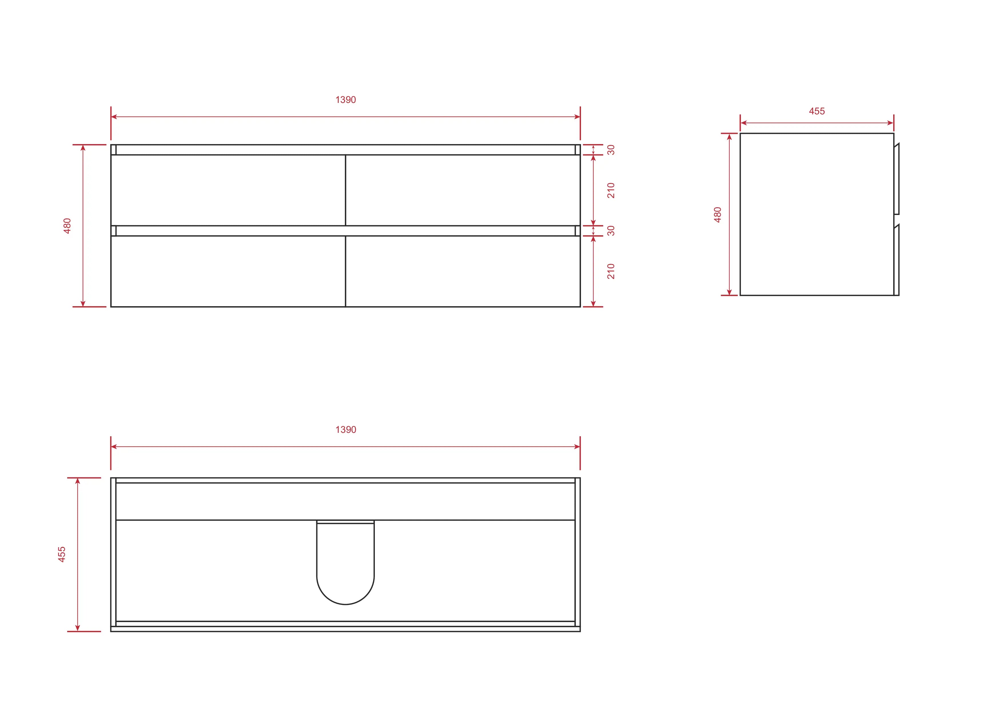Badkamermeubel Arato - 140cm - 2 Kraangaten - Walnoot - Wastafel Wit