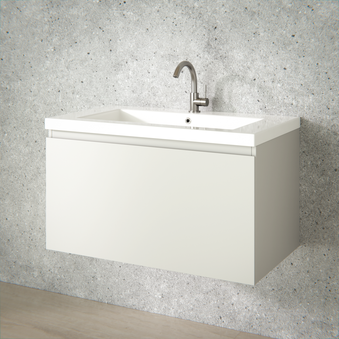 Badkamermeubel Niko - 80cm - Taupe - Wastafel Wit