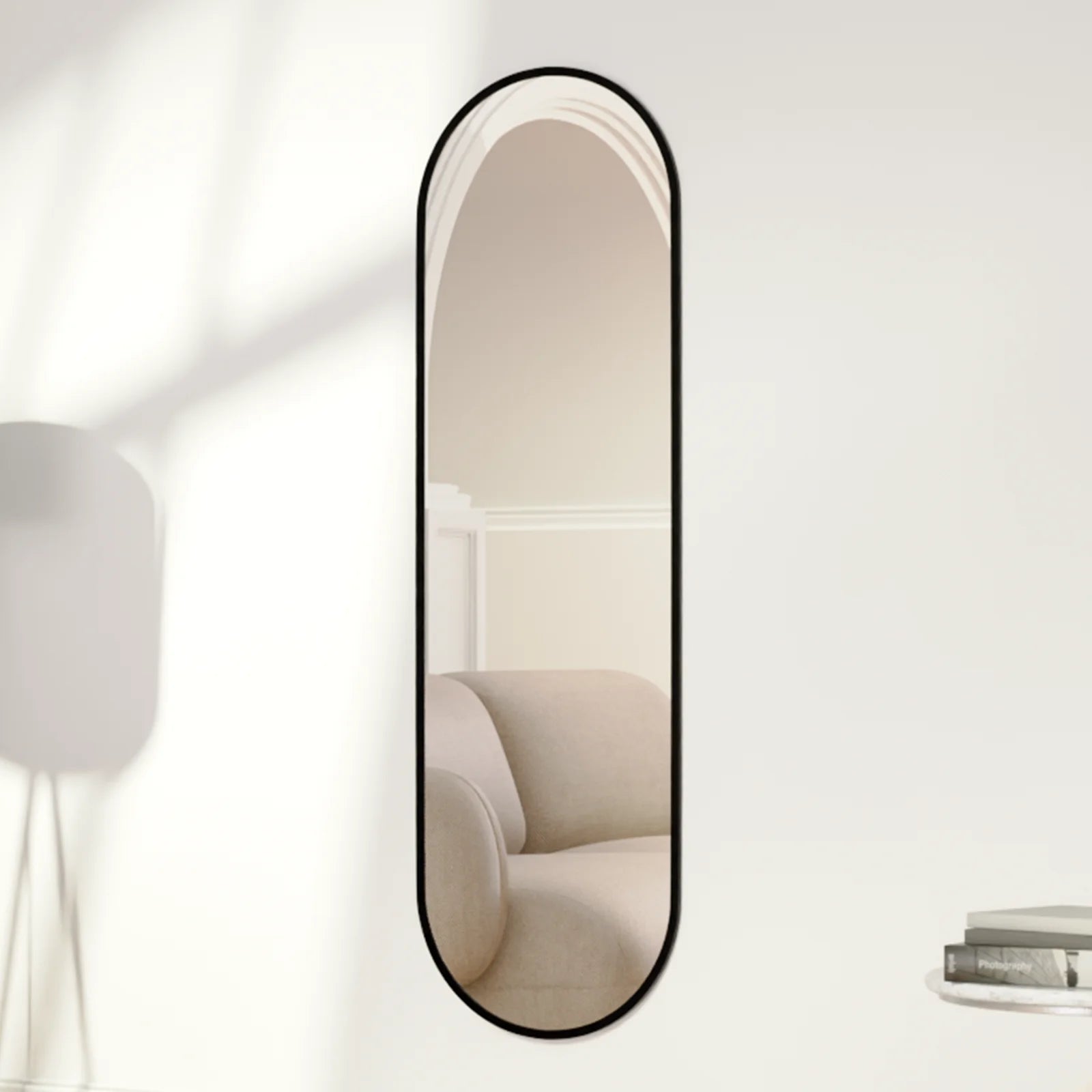 Passpiegel - Ovale Spiegel - 160x50cm - Zwart