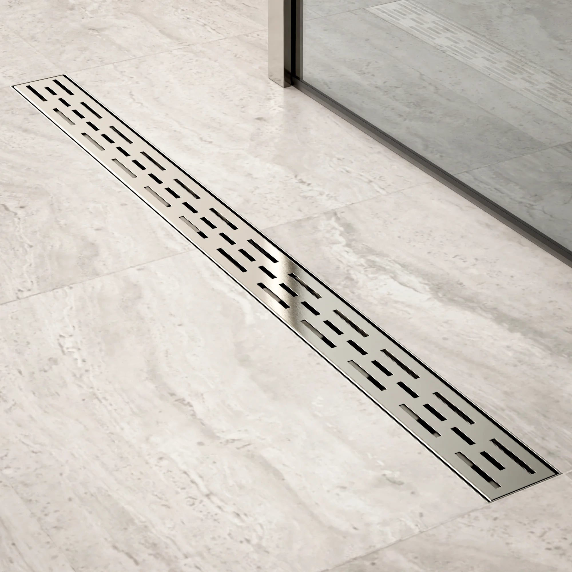 Douchegoot - 90cm - Standaard rooster - RVS - Met Flens