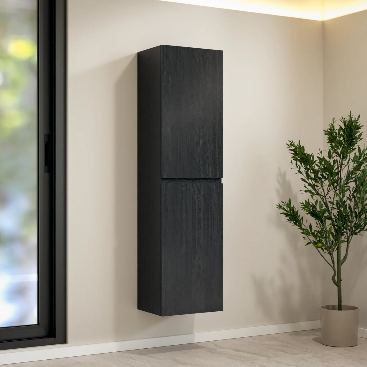 Badkamermeubelset Virello - 60cm - Zwart Eiken - Wastafel Wit