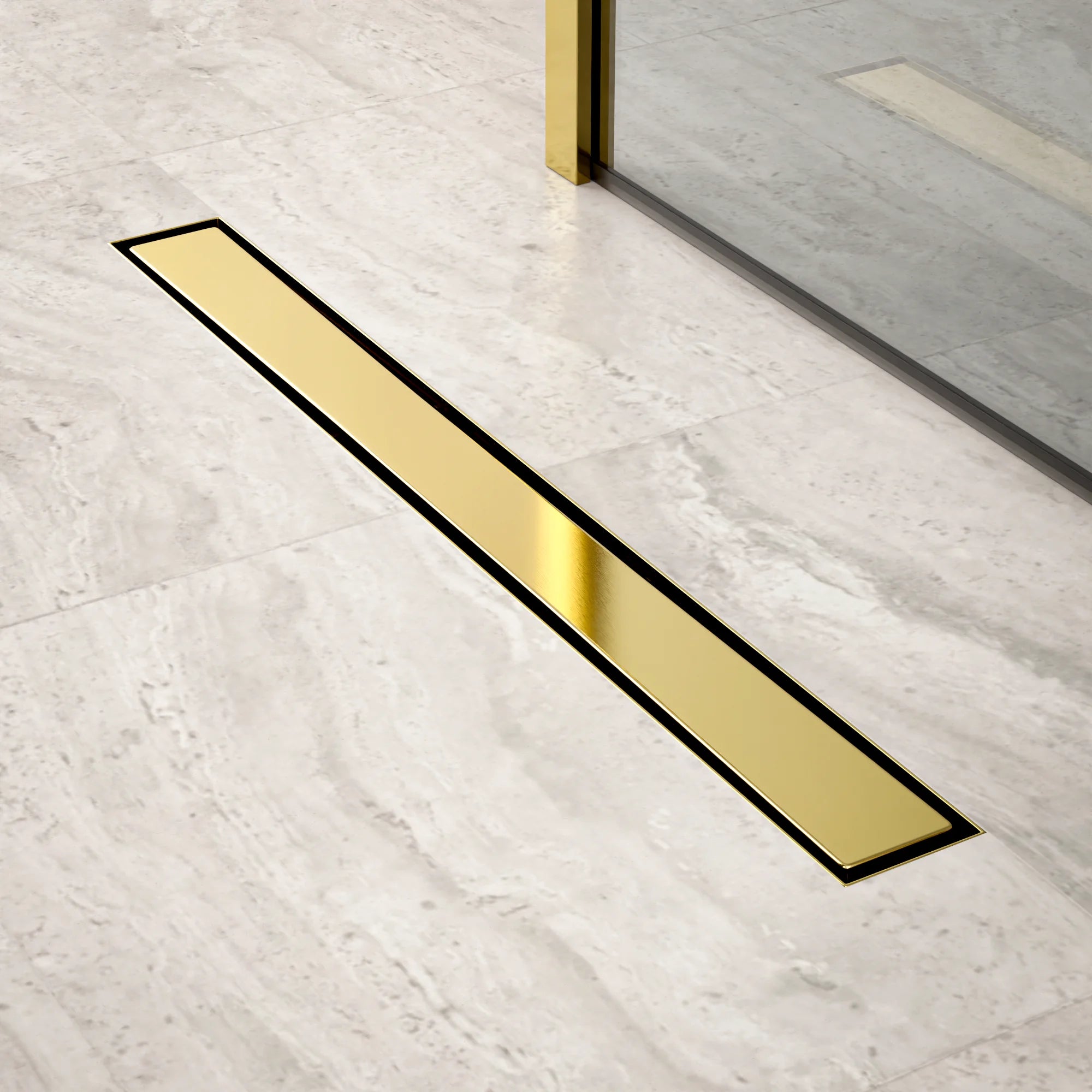 Douchegoot - 70cm - Goud - Tegelrooster - RVS - Met Flens