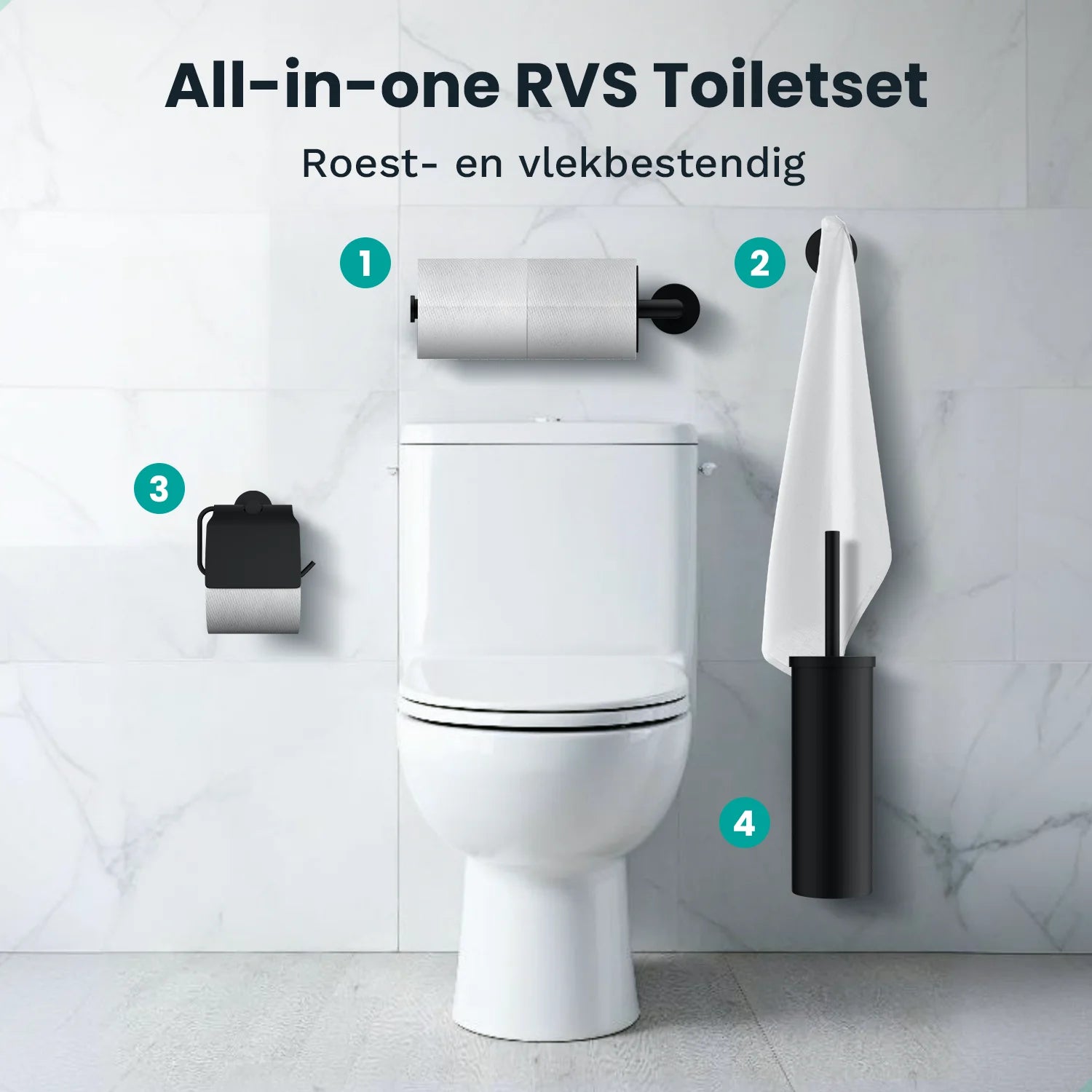 Badkameraccessoireset - WC - Zwart