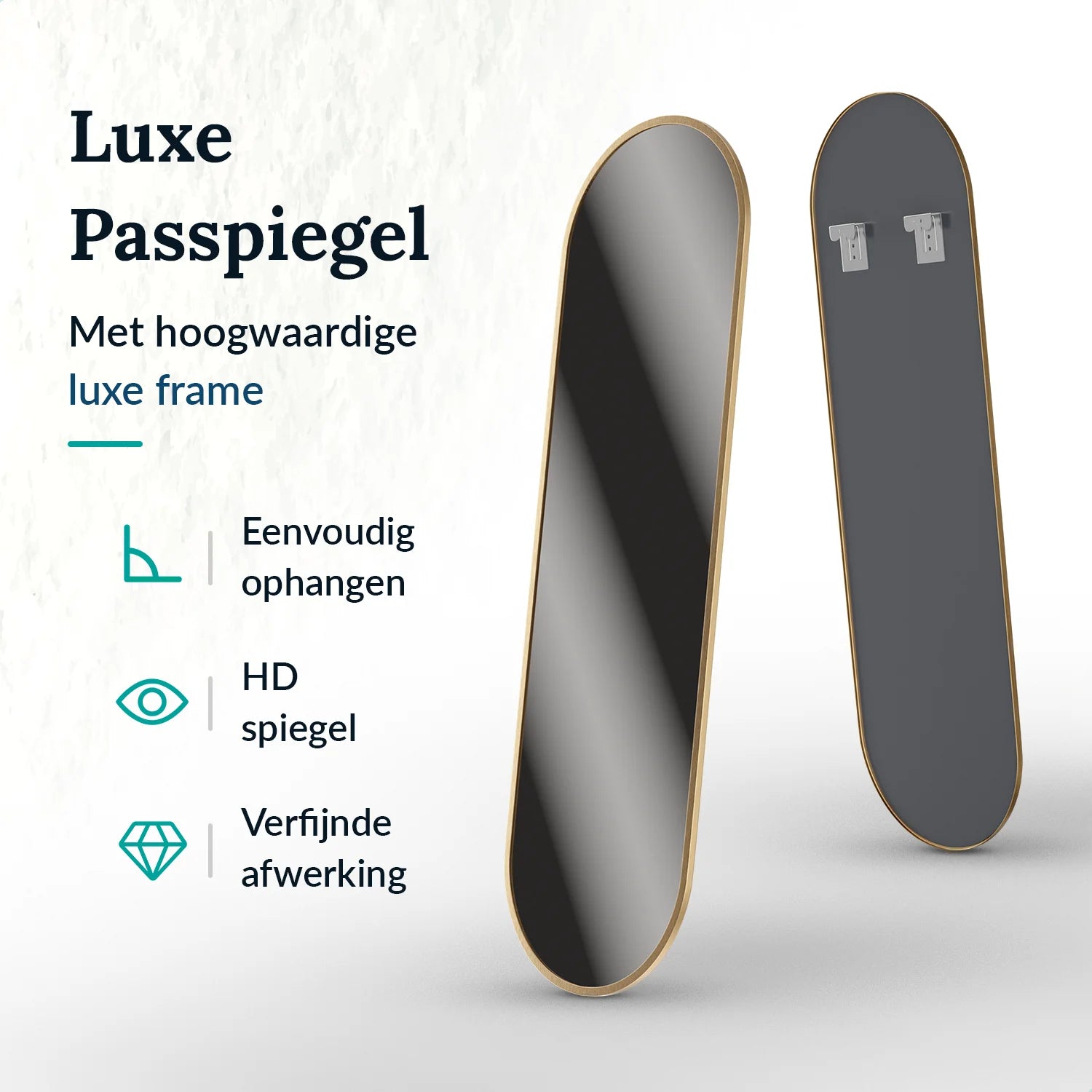 Passpiegel - Ovale Spiegel - 160x50cm - Goud
