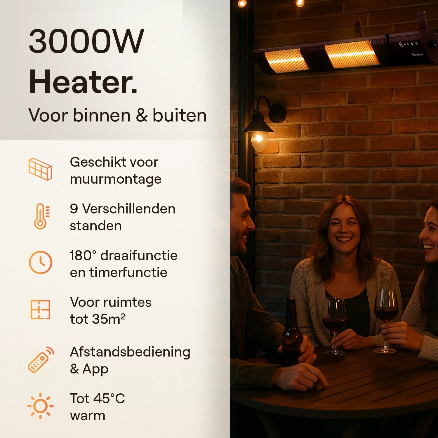 Flowsense Heater - Terrasverwarmer Elektrisch Hangend
