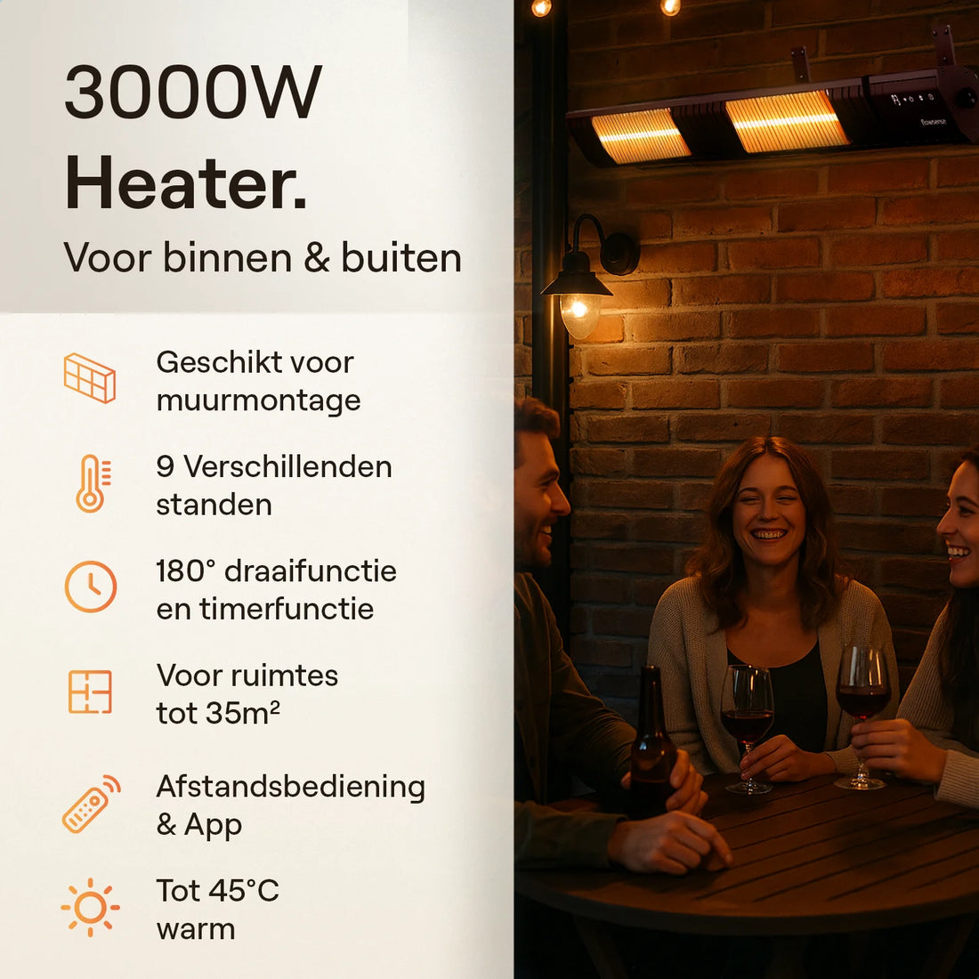 Flowsense Heater - Terrasverwarmer Elektrisch Hangend - PRE-ORDER