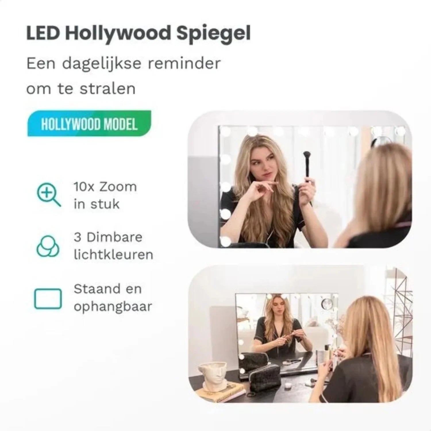 Hollywood Spiegel - 80x60cm - Wit - PRE-ORDER