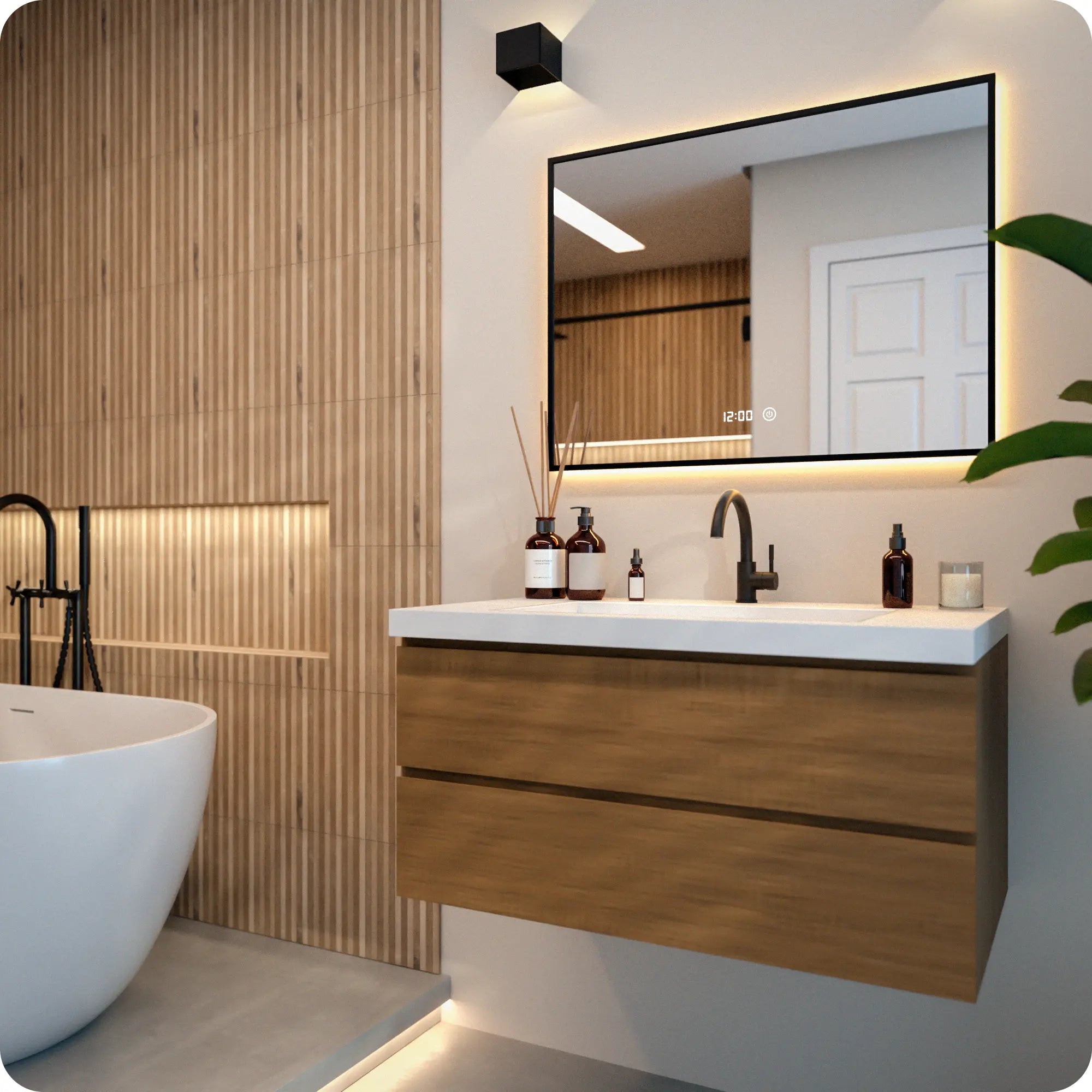 Badkamerspiegel - 80x60cm - Zwart Frame