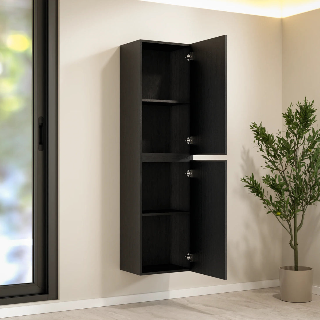 Badkamermeubelset Virello - 60cm - Zwart Eiken - Wastafel Wit