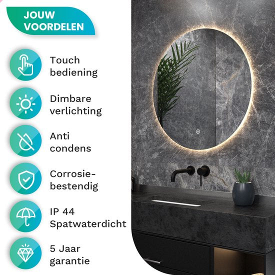 Badkamerspiegel - 80cm - Rond - Frameloos