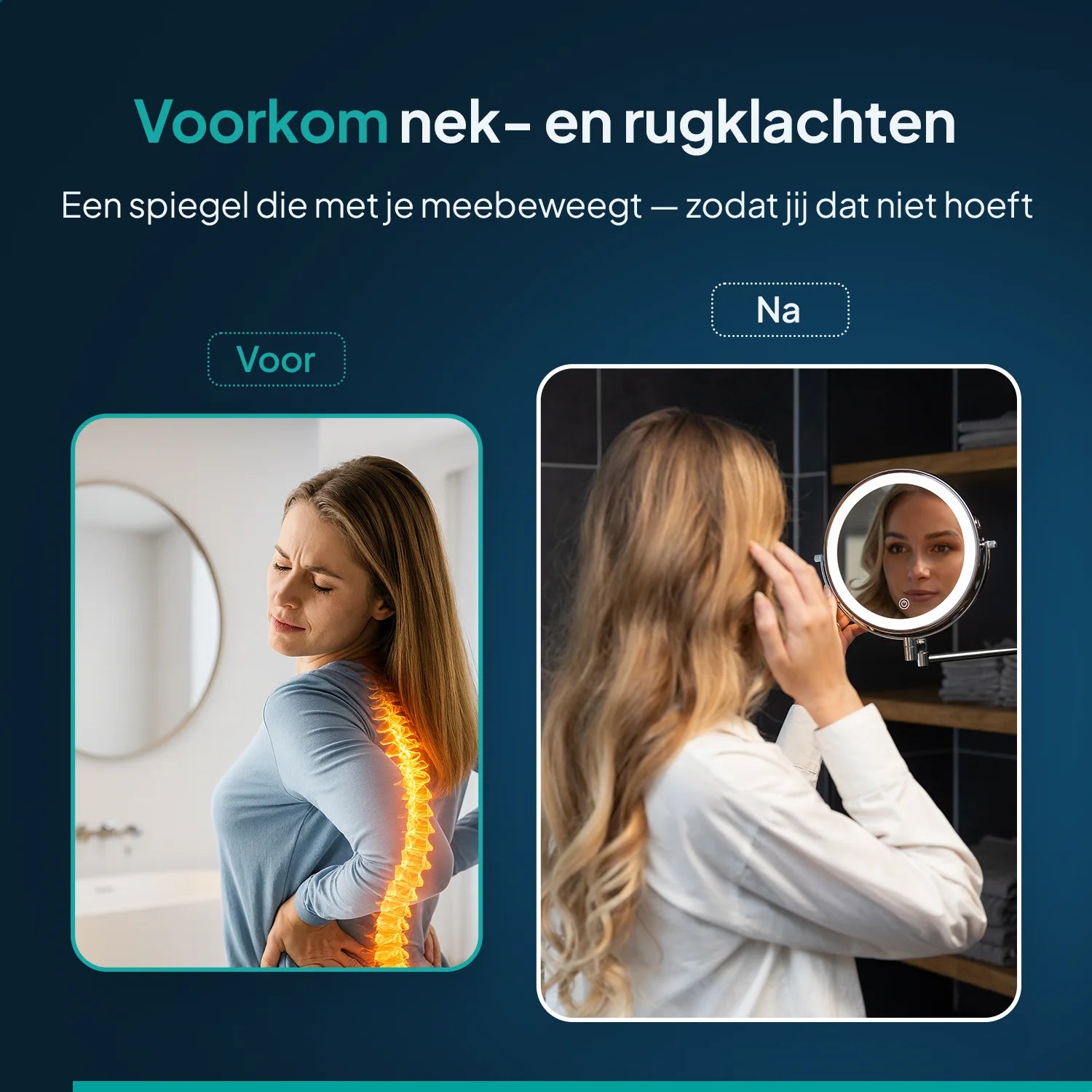 Make-Up Spiegel - Oplaadbaar - Chroom - 1-10x Vergroting - PRE-ORDER