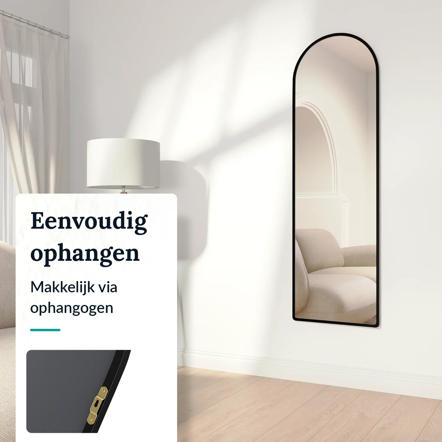 Passpiegel - Ovale Spiegel - 160x60cm - Zwart