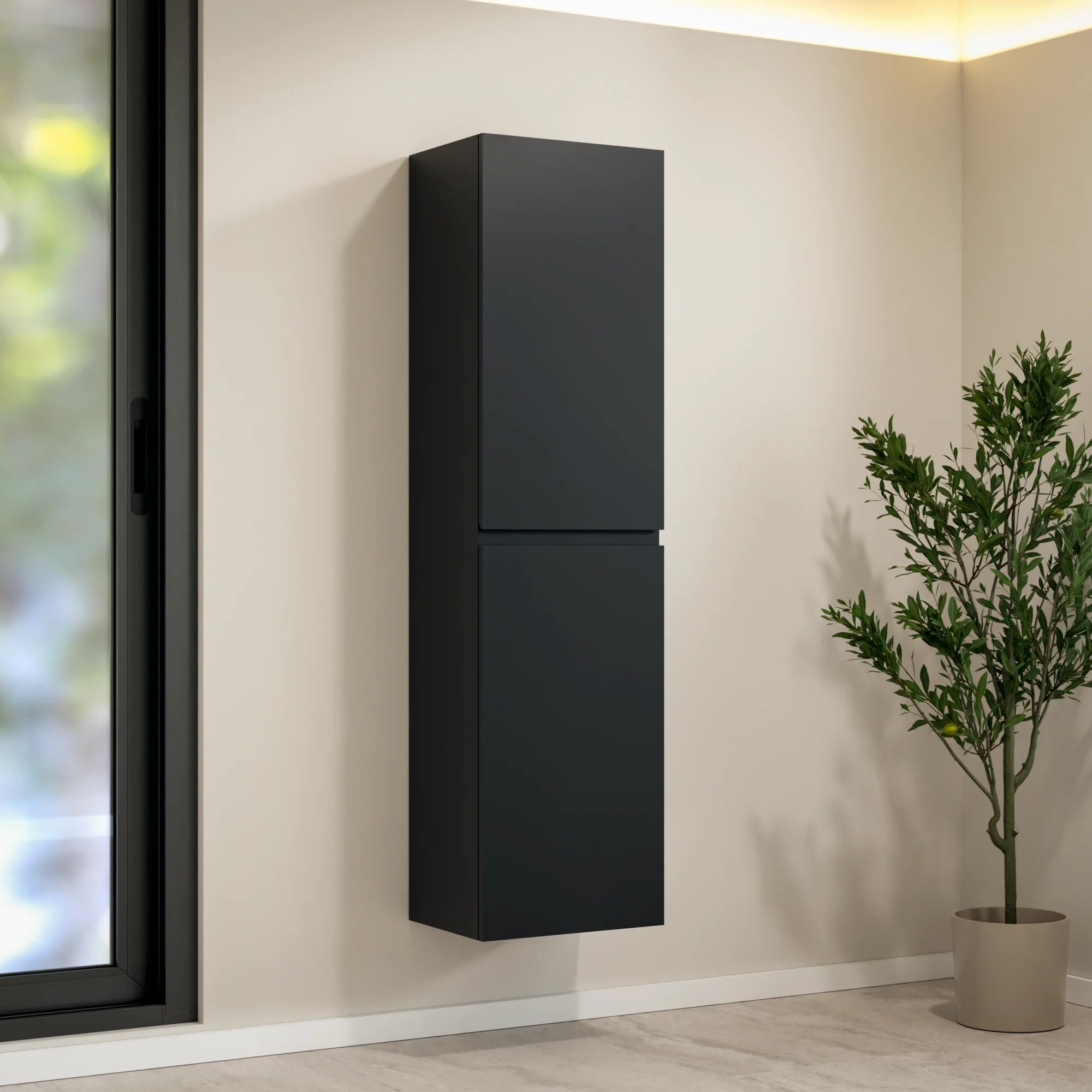 Badkamermeubelset Avello - 80cm - Zwart - Wastafel Wit