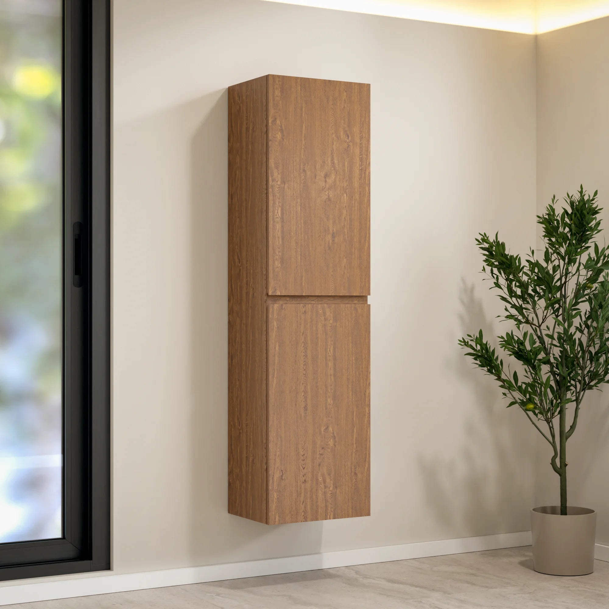 Badkamermeubelset Avello - 80cm - Warm Eiken - Wastafel Wit