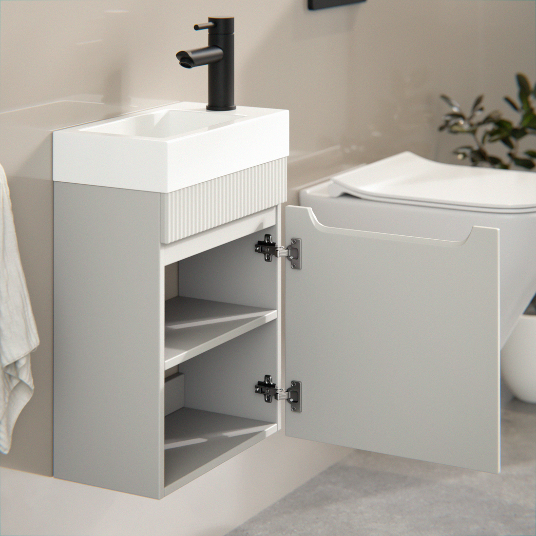 Toiletmeubel - Vivo - 40cm - Taupe - Wastafel Wit