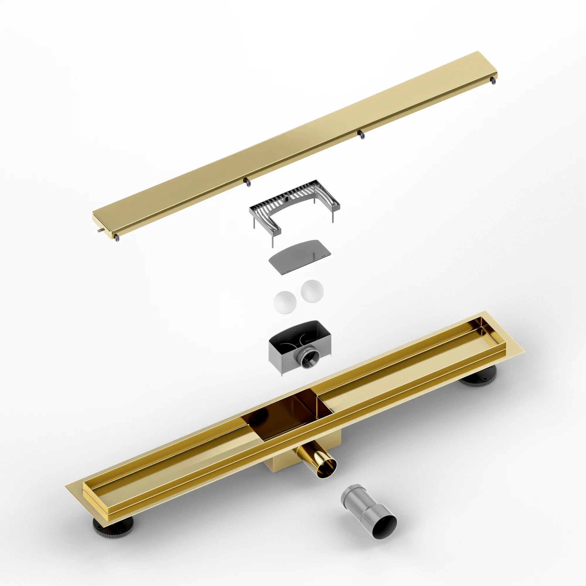 Douchegoot - 70cm - Goud - Tegelrooster - RVS - Met Flens