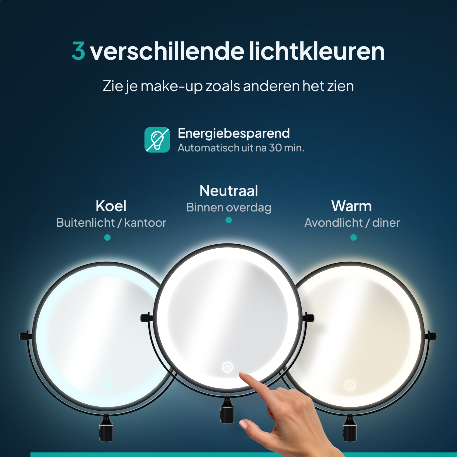 Make-Up Spiegel - Oplaadbaar - Zwart - 1-5x Vergroting