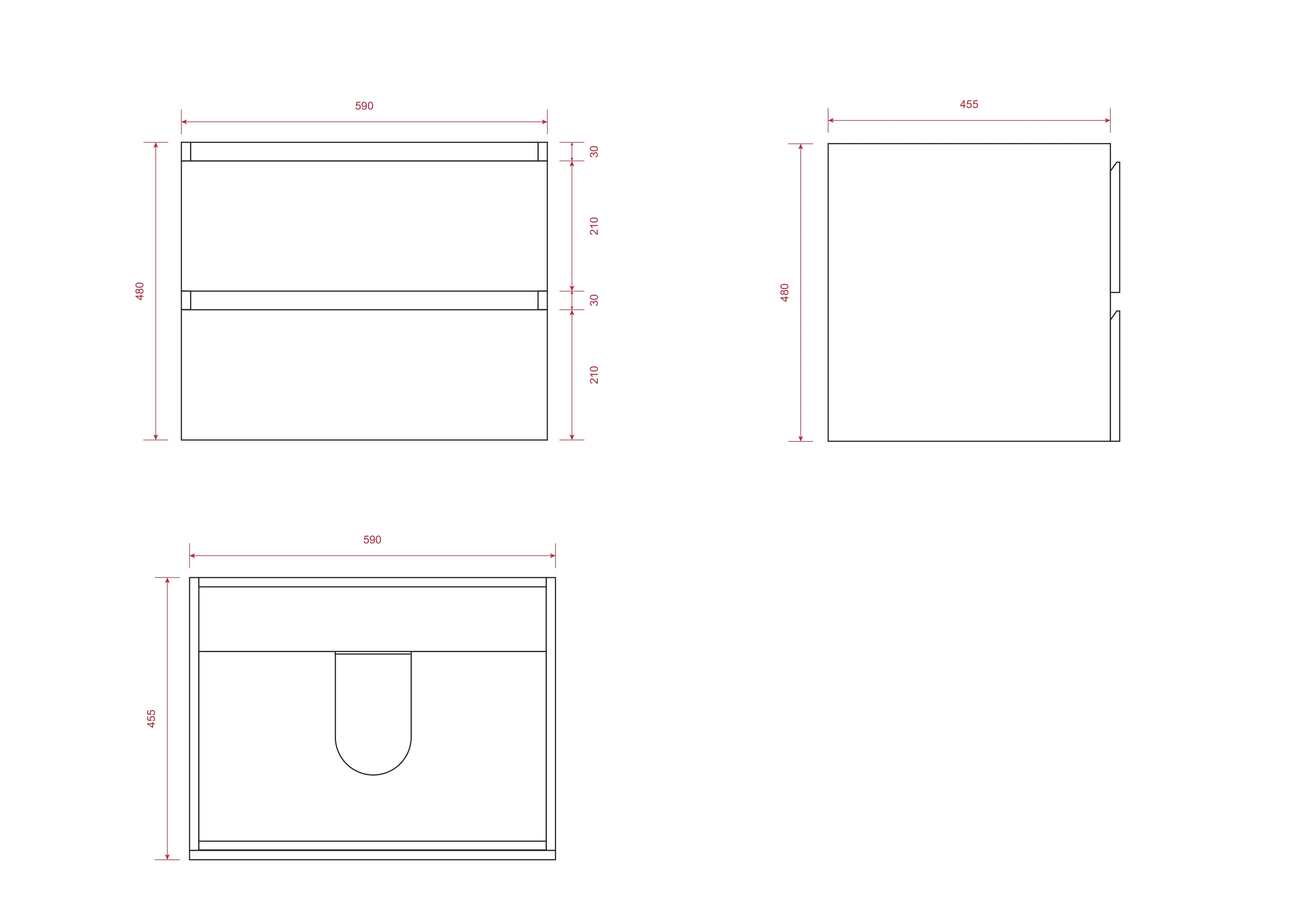 Badkamermeubelset Novara - 60cm - Mat Zwart - Wastafel Zwart