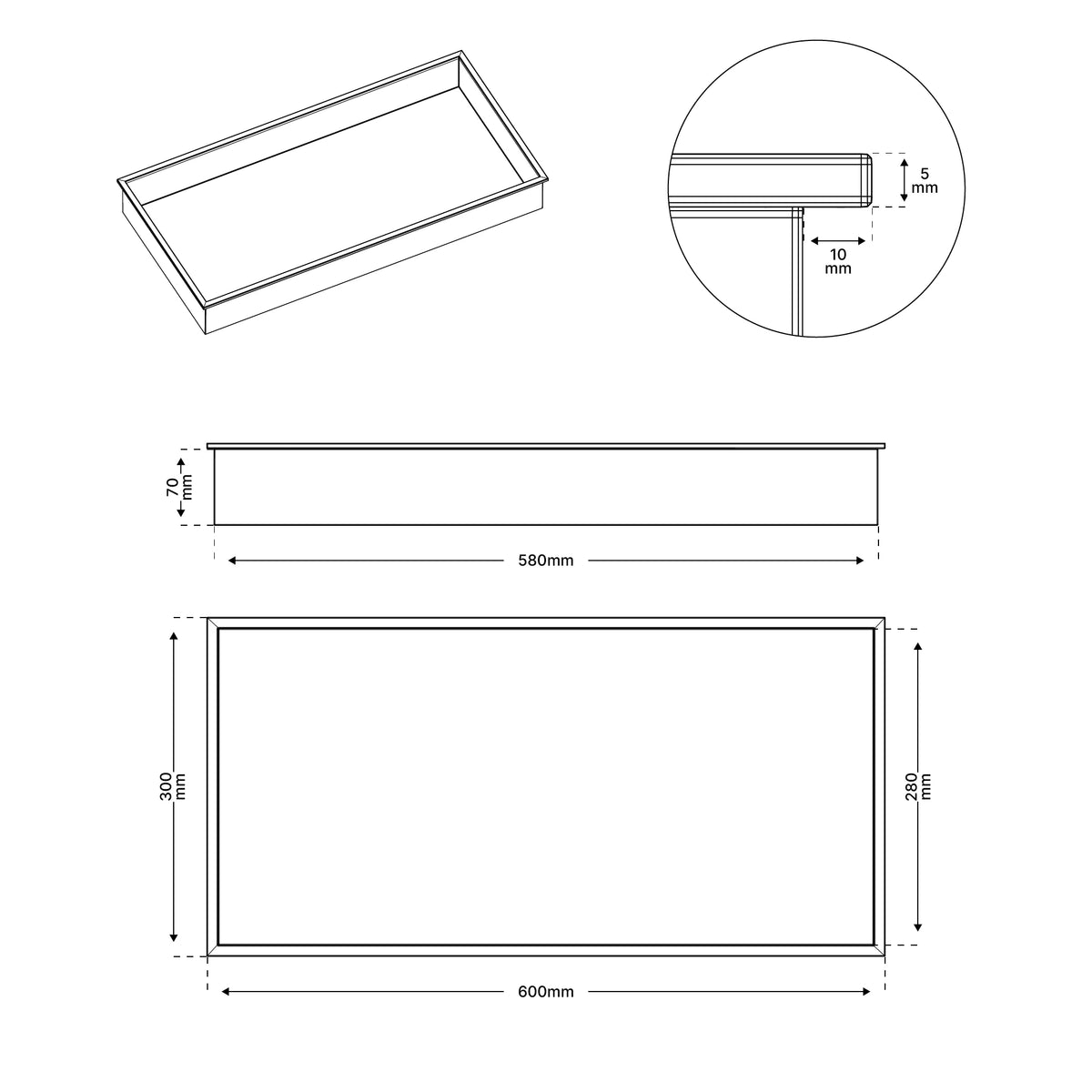 Badkamernis - 30x60x7 - Zwart