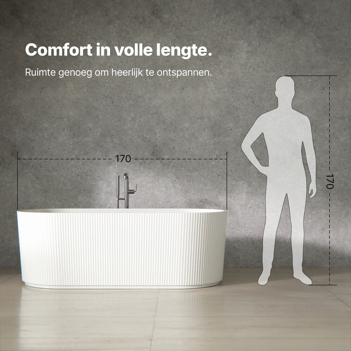 Badkamerbadkuip - 170x75x58cm - Wit - H5250-WHITE