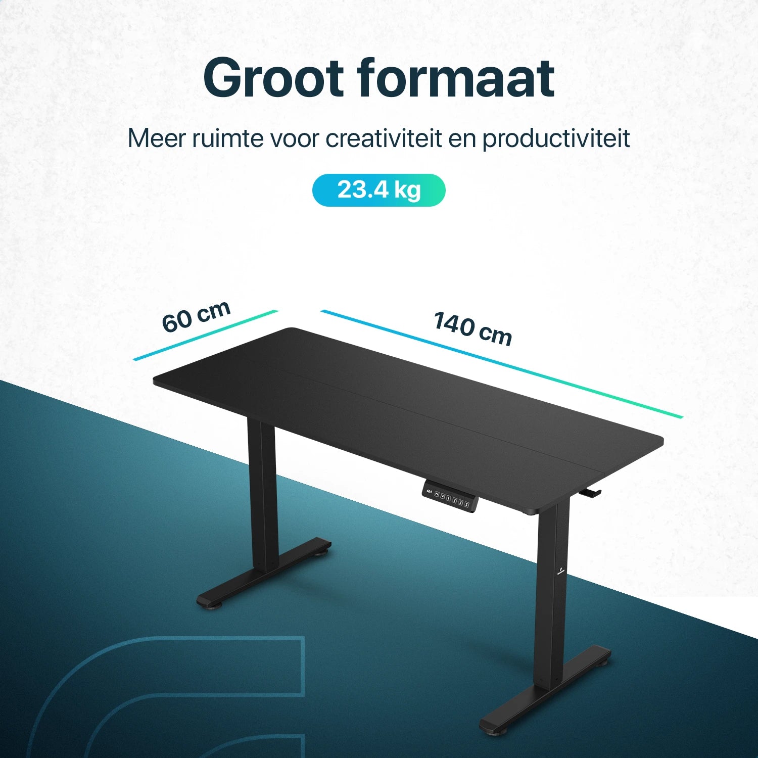 Flowsense Zit Sta Bureau - Verstelbaar Elektrisch Bureau - 140 x 60 cm