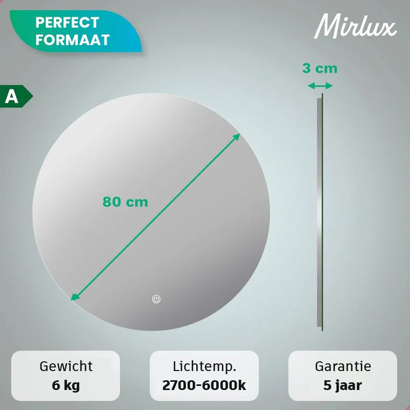 Badkamerspiegel - 80cm - Rond - Frameloos