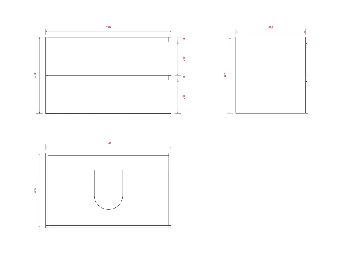 Badkamermeubelset Montero - 80cm - Zwart Eiken - Wastafel Wit