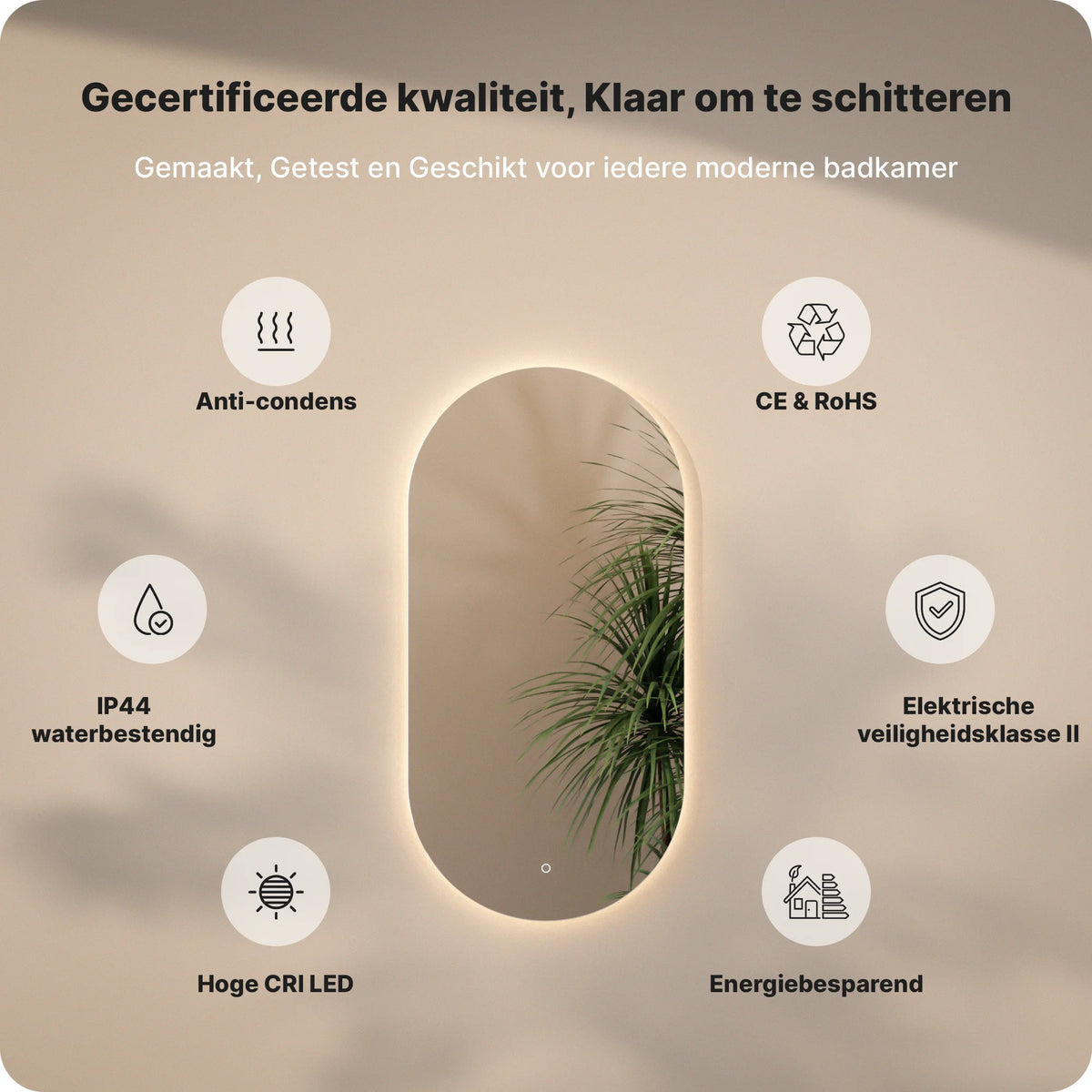 Badkamerspiegel 120x60 frameless Oval