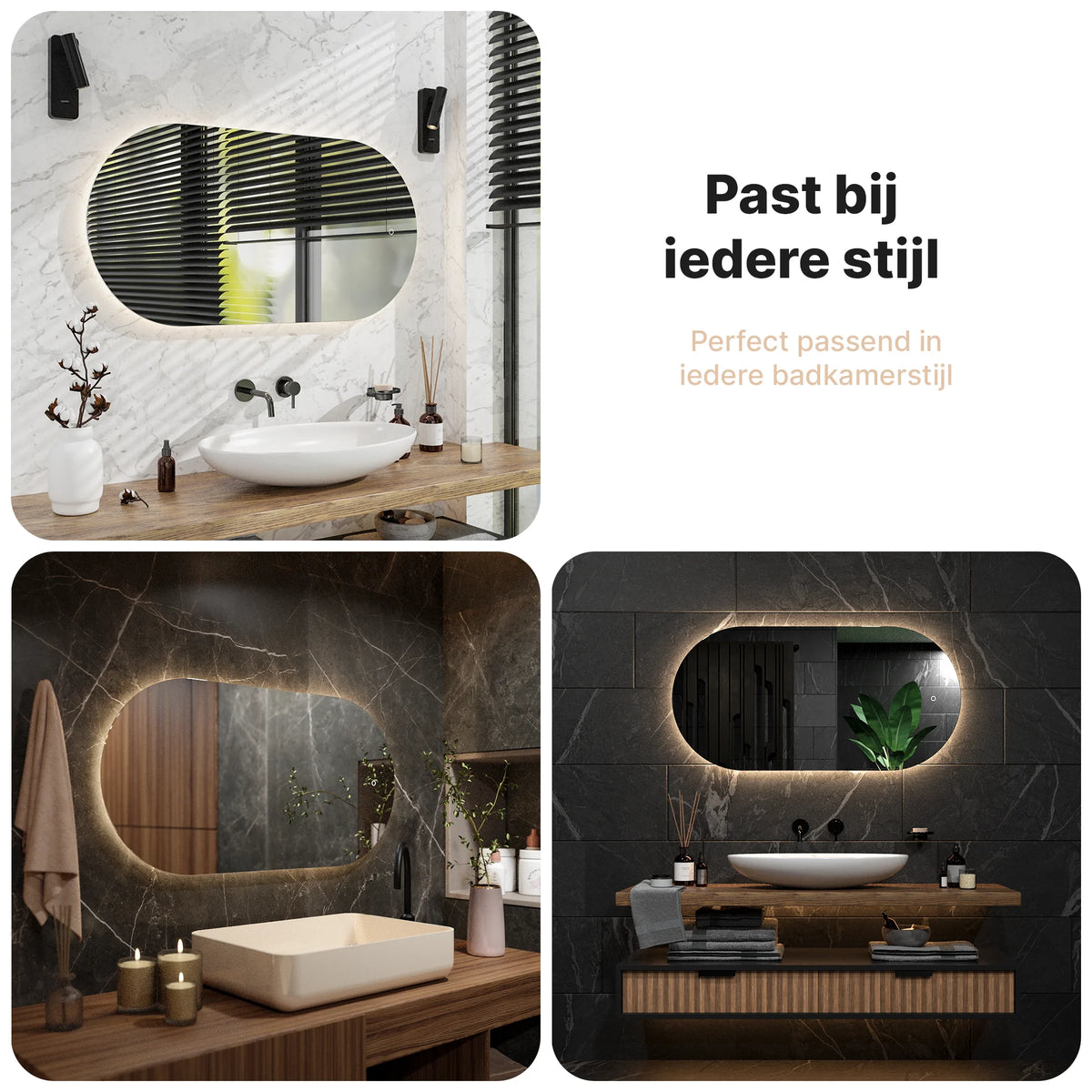 Badkamerspiegel 120x60 frameless Oval