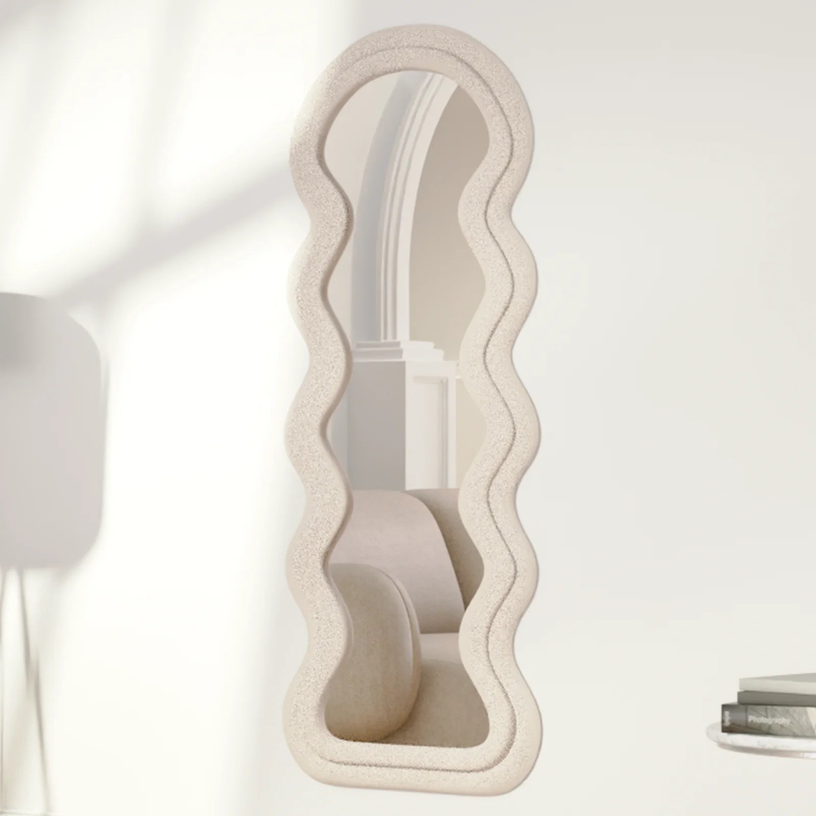 Passpiegel - Wavy Teddy Spiegel - 160x60cm - Light Cream