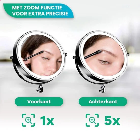 Make-Up Spiegel - Batterij - Zwart - 1-5x Vergroting