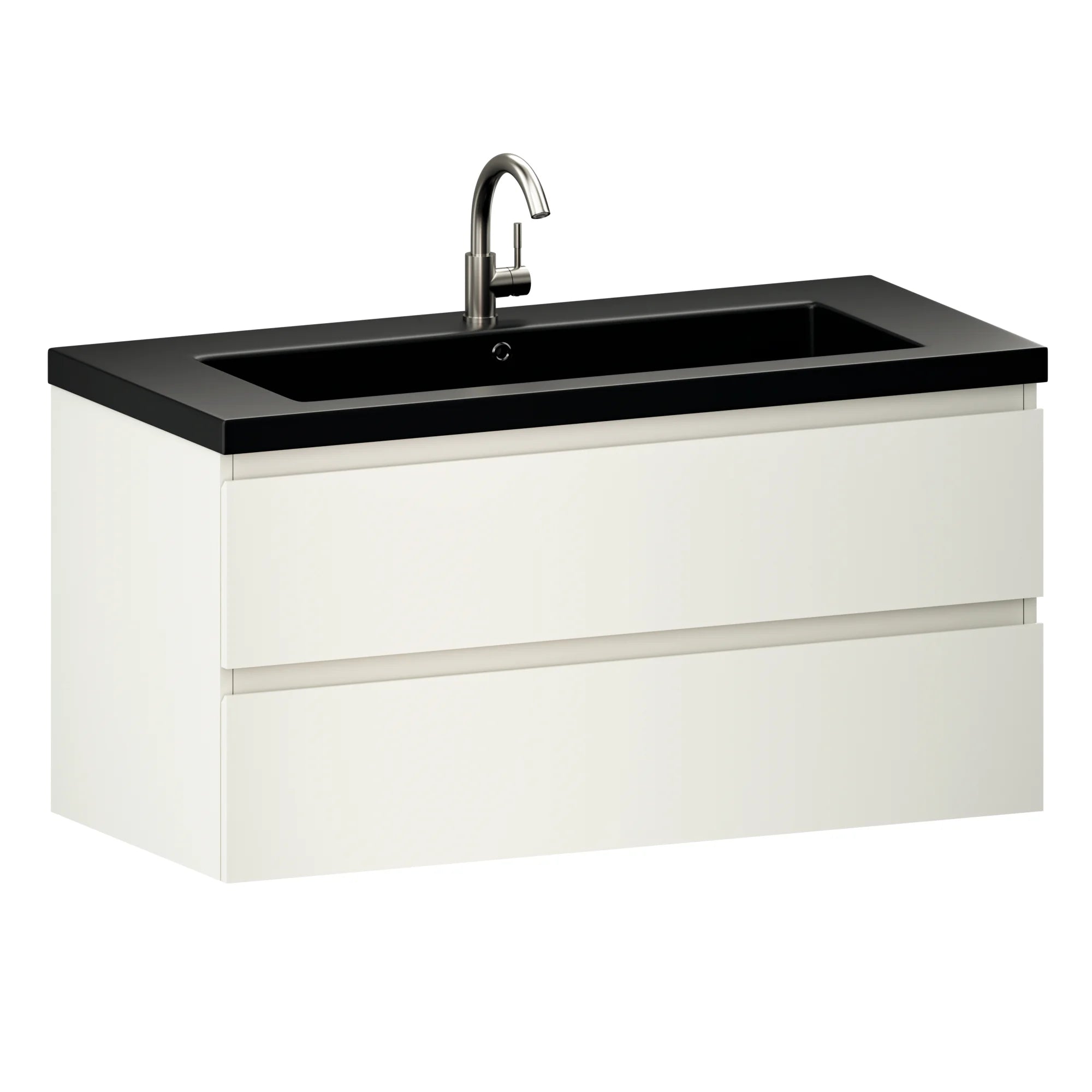 Badkamermeubel Sena - 100cm - Wit - Wastafel Zwart
