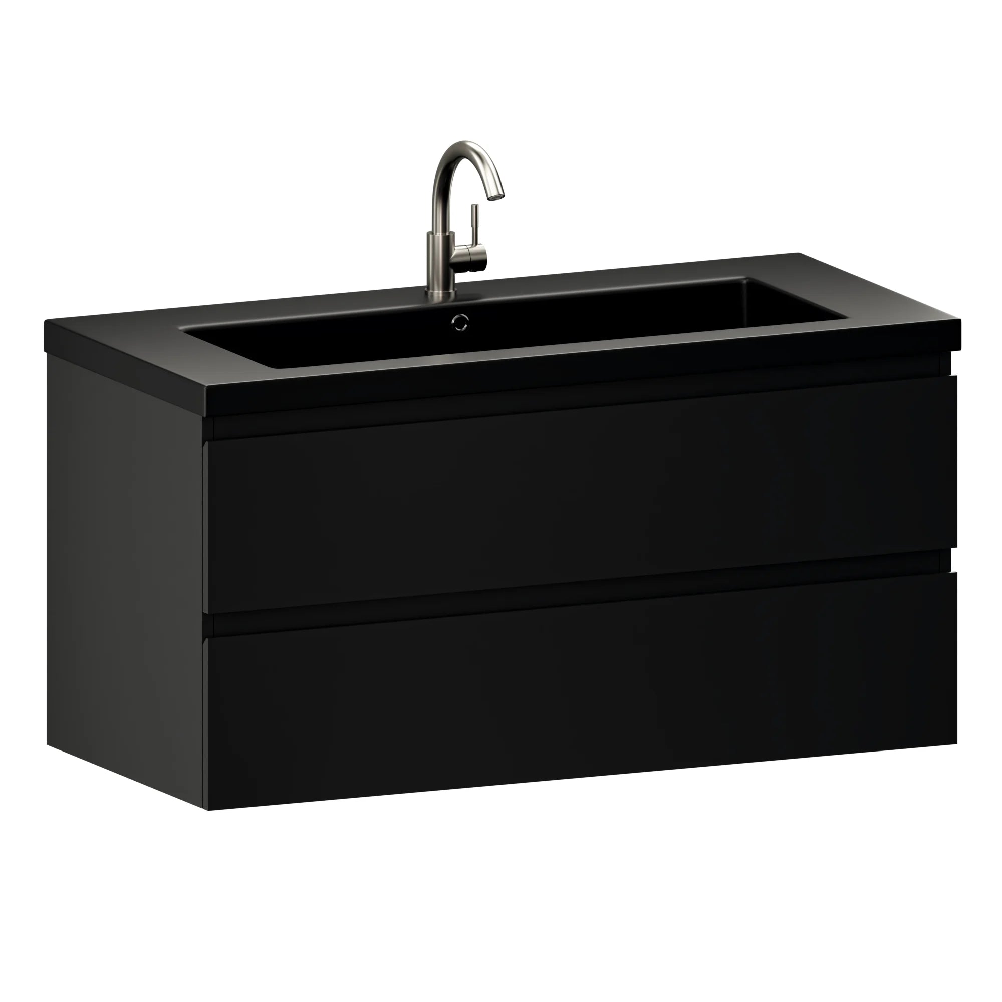 Badkamermeubel Sena - 100cm - Mat Zwart - Wastafel Zwart - PRE-ORDER