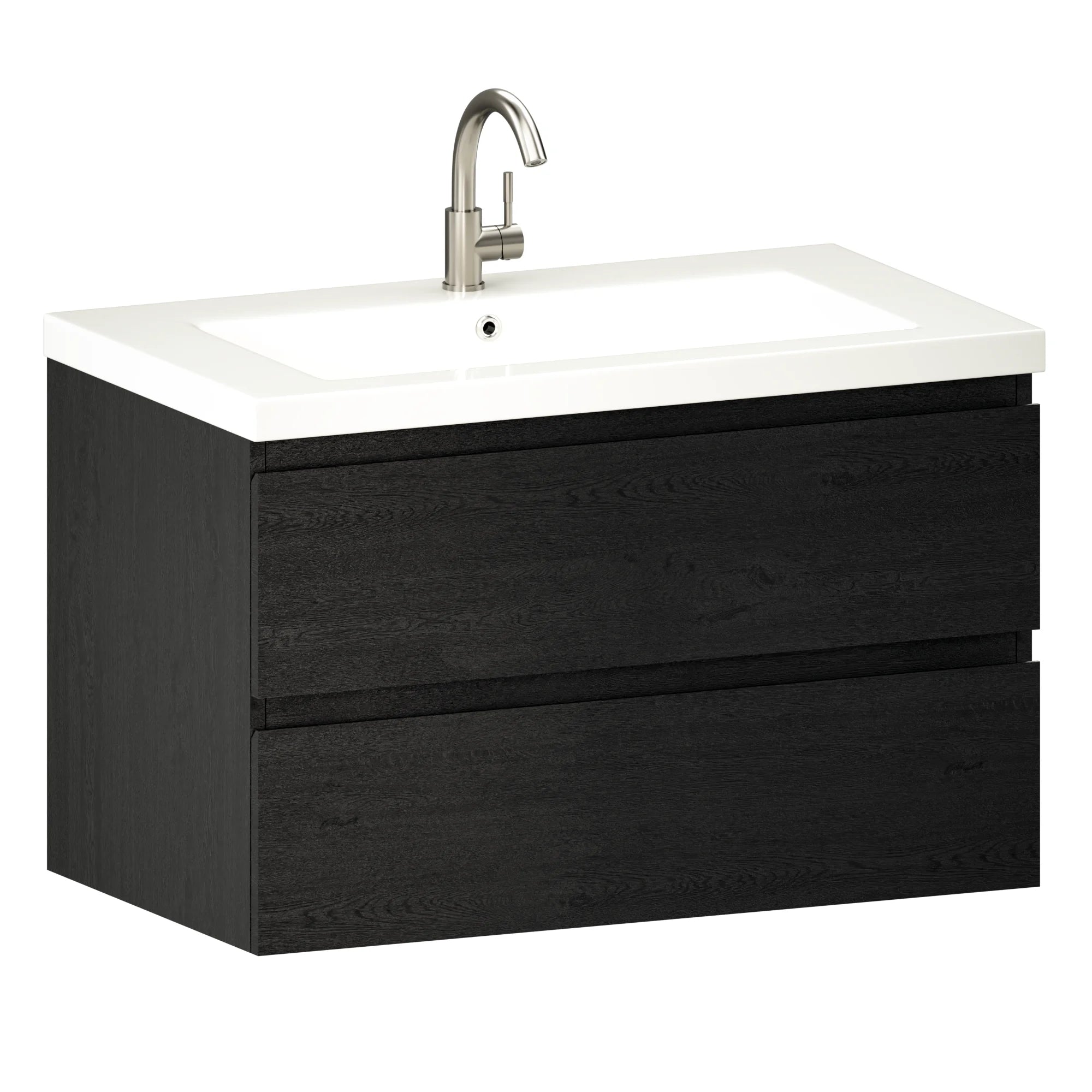 Badkamermeubel Sova - 80cm - Zwart Eiken - Wastafel Wit