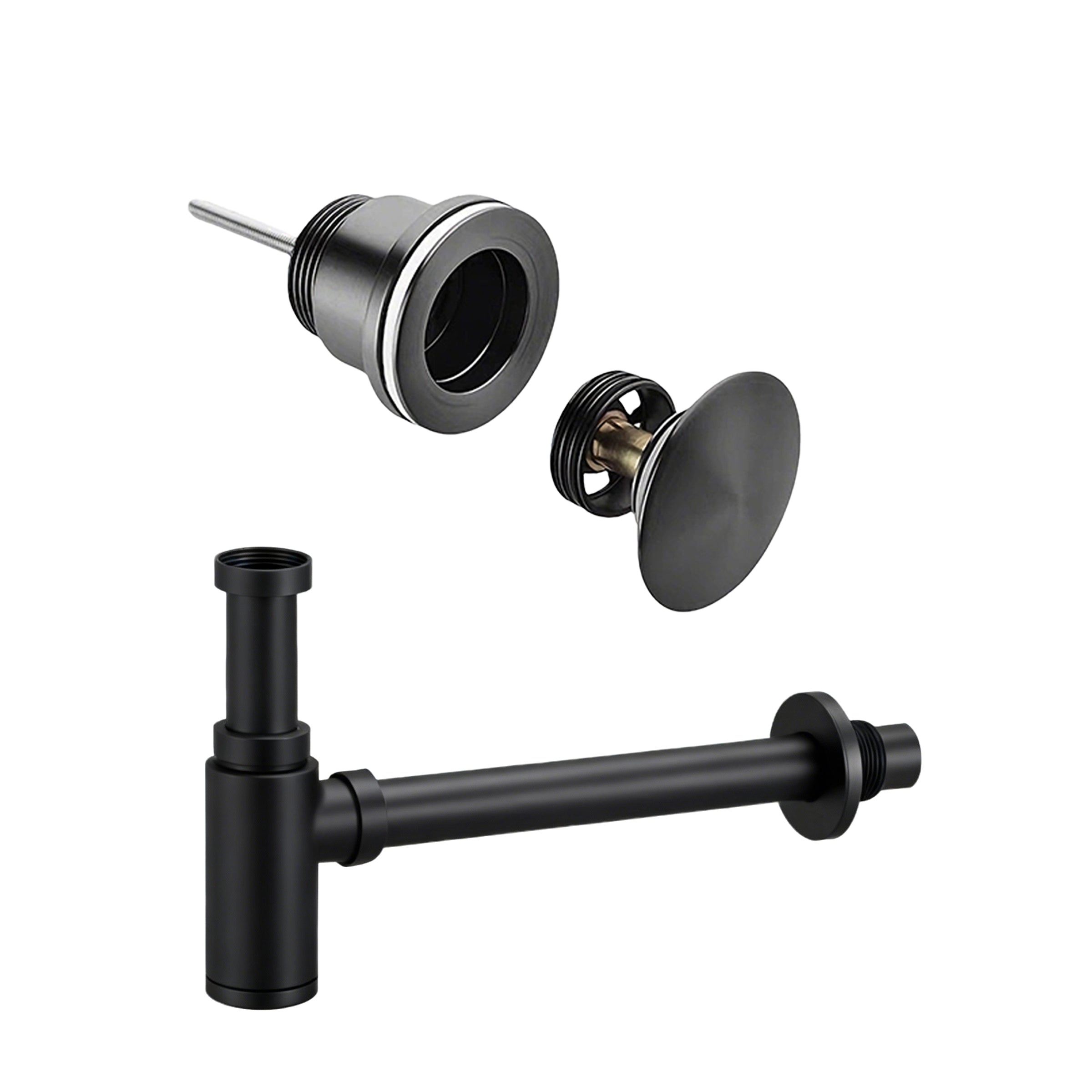 Afvoerset Mat Zwart - Clickwaste Afvoerplug - Sifon
