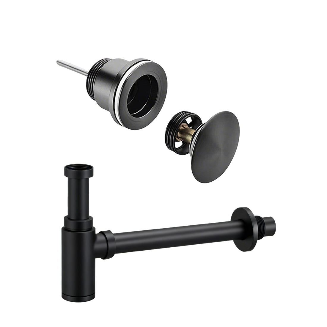 Afvoerset Mat Zwart - Clickwaste Afvoerplug - Sifon