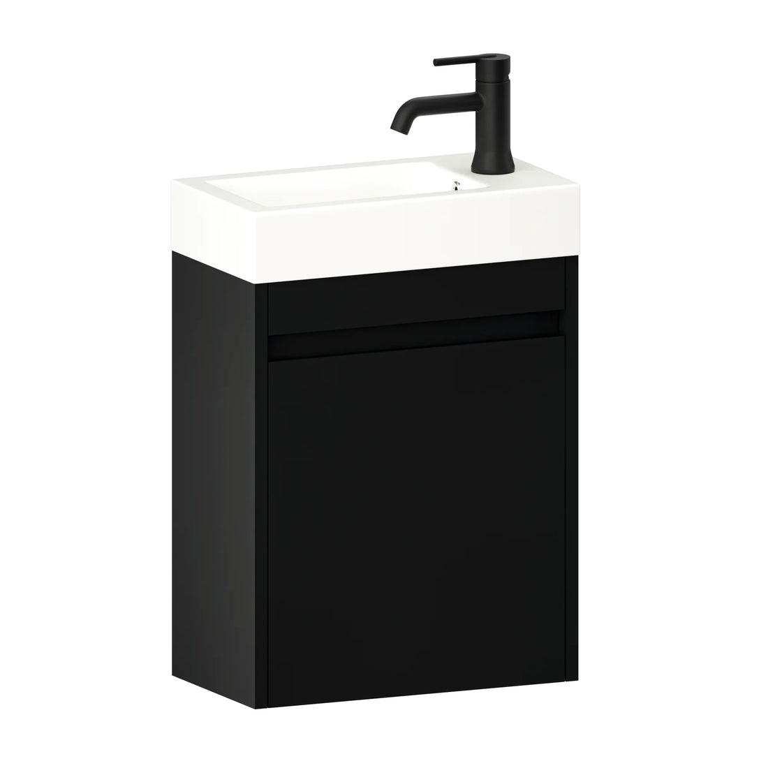 Toiletmeubel Vivo - 40cm - Mat Zwart- Wastafel Wit