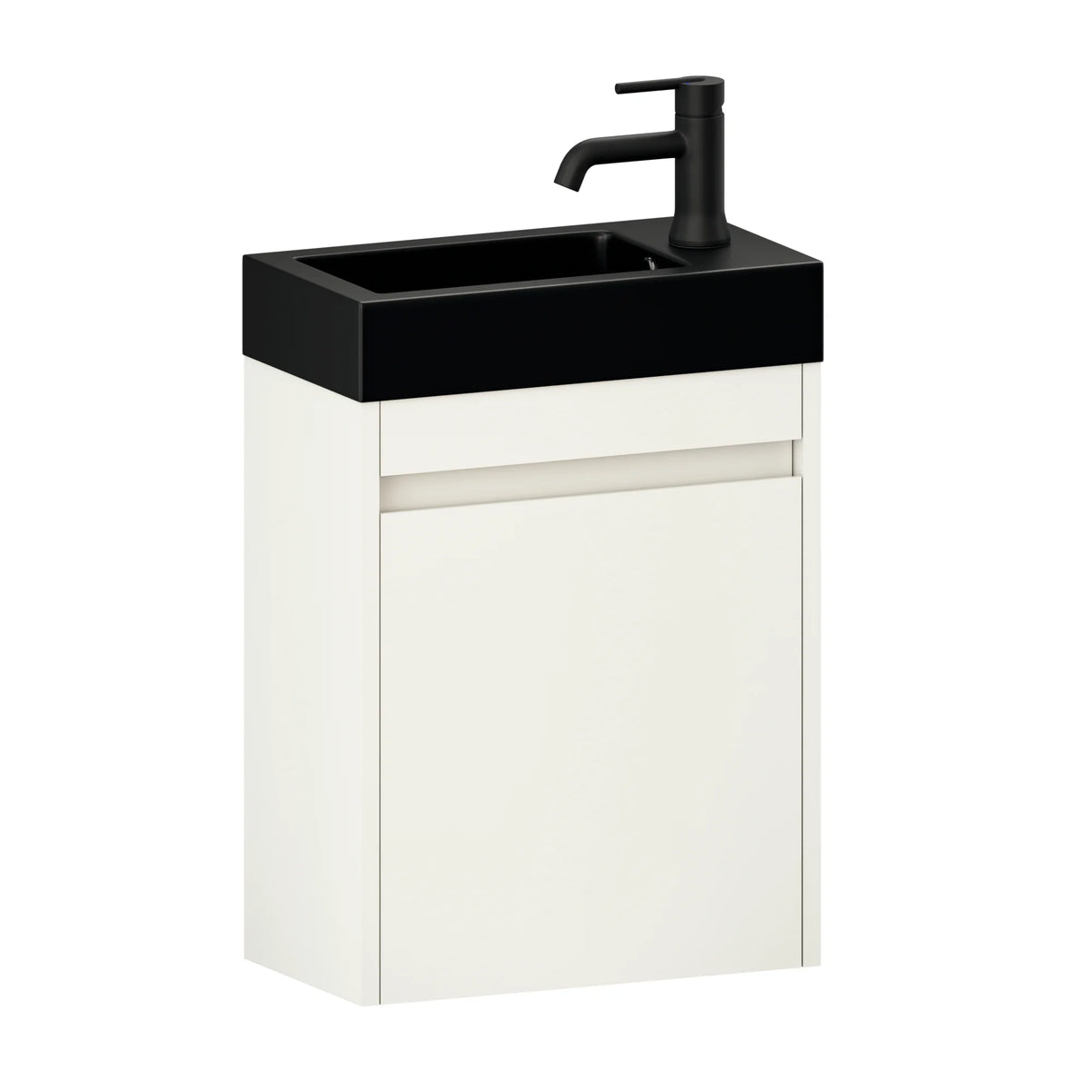 Toiletmeubel Elen - 40cm - Glanzend wit - Wastafel Zwart